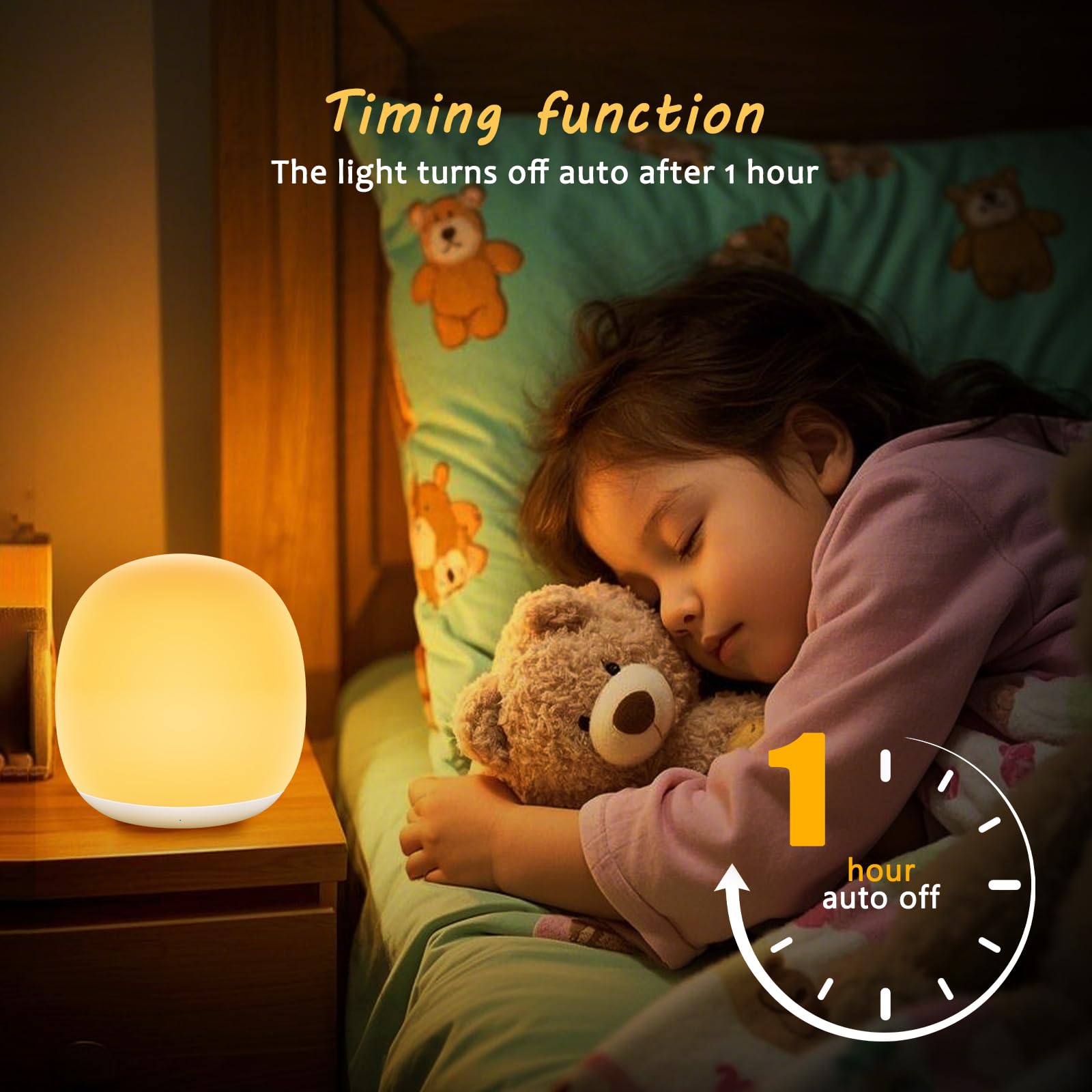 Tyute Night Light for Kids, Egg Night Light for Nursery,RGB Color Changing&Dimmable Touch Control Baby Light with Timer, Silicon
