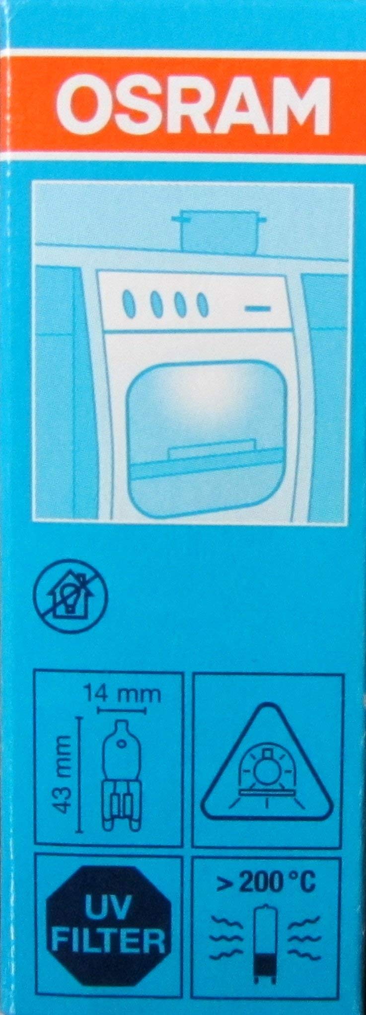 OSRAM Halopin Oven Lamp G9 40W 230V >300° - 1 Count, Compact Size, Ideal for Ovens