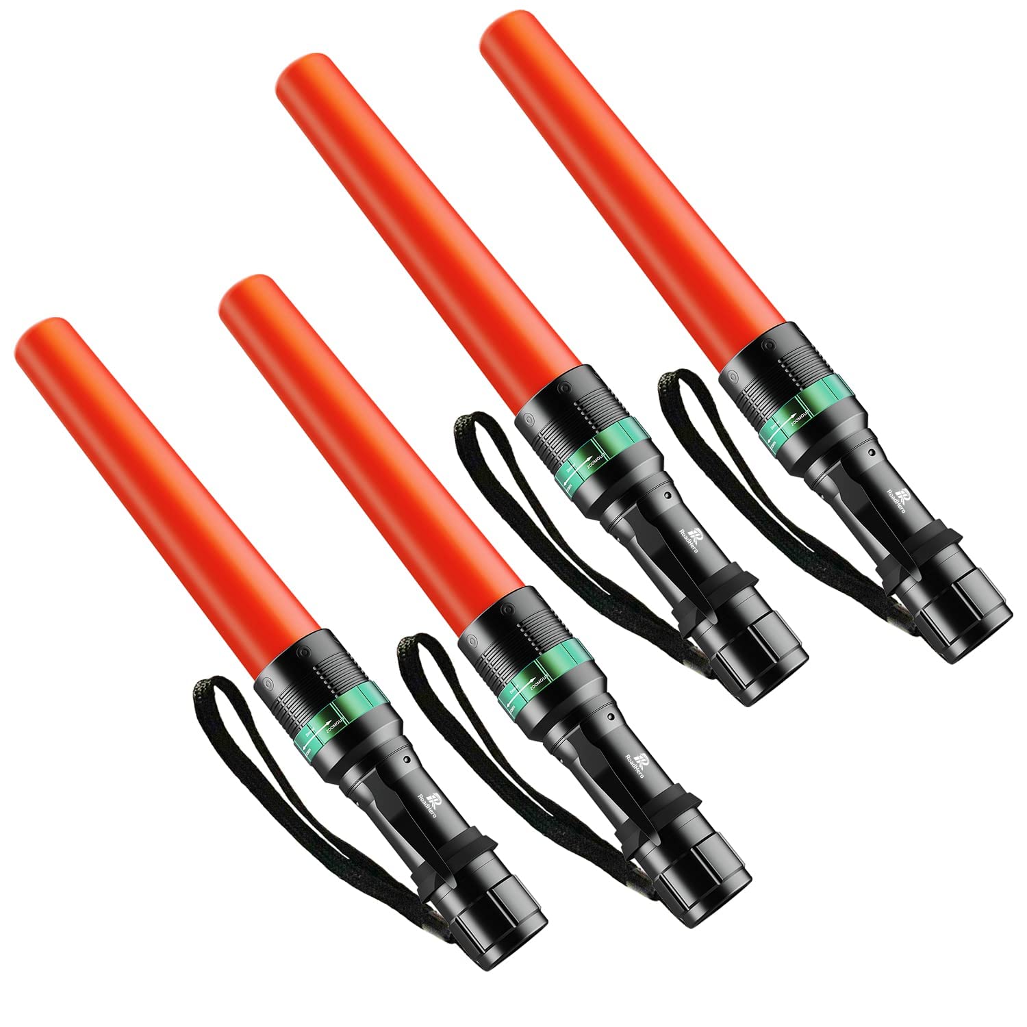 RoadHero 4 Pack Traffic Wand, 11 Inch Flashlight Led Traffic Control Baton, Small Orange Safety Wands, Air Marshaling Wand with 