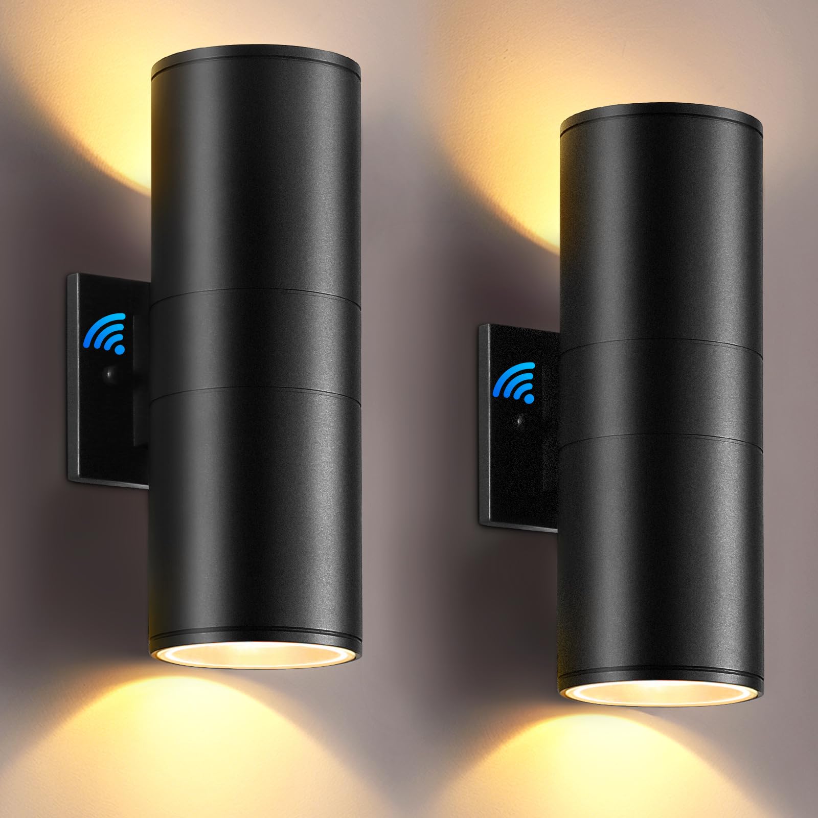 Shimr Dusk To Dawn Outdoor Lighting 2 Pack  Modern Exterior Light Fixture Wall Mount Etl Listed  Aluminum Waterproof Black Up And Down Outside Lights For House Porch Garage  Led Bulbs Include