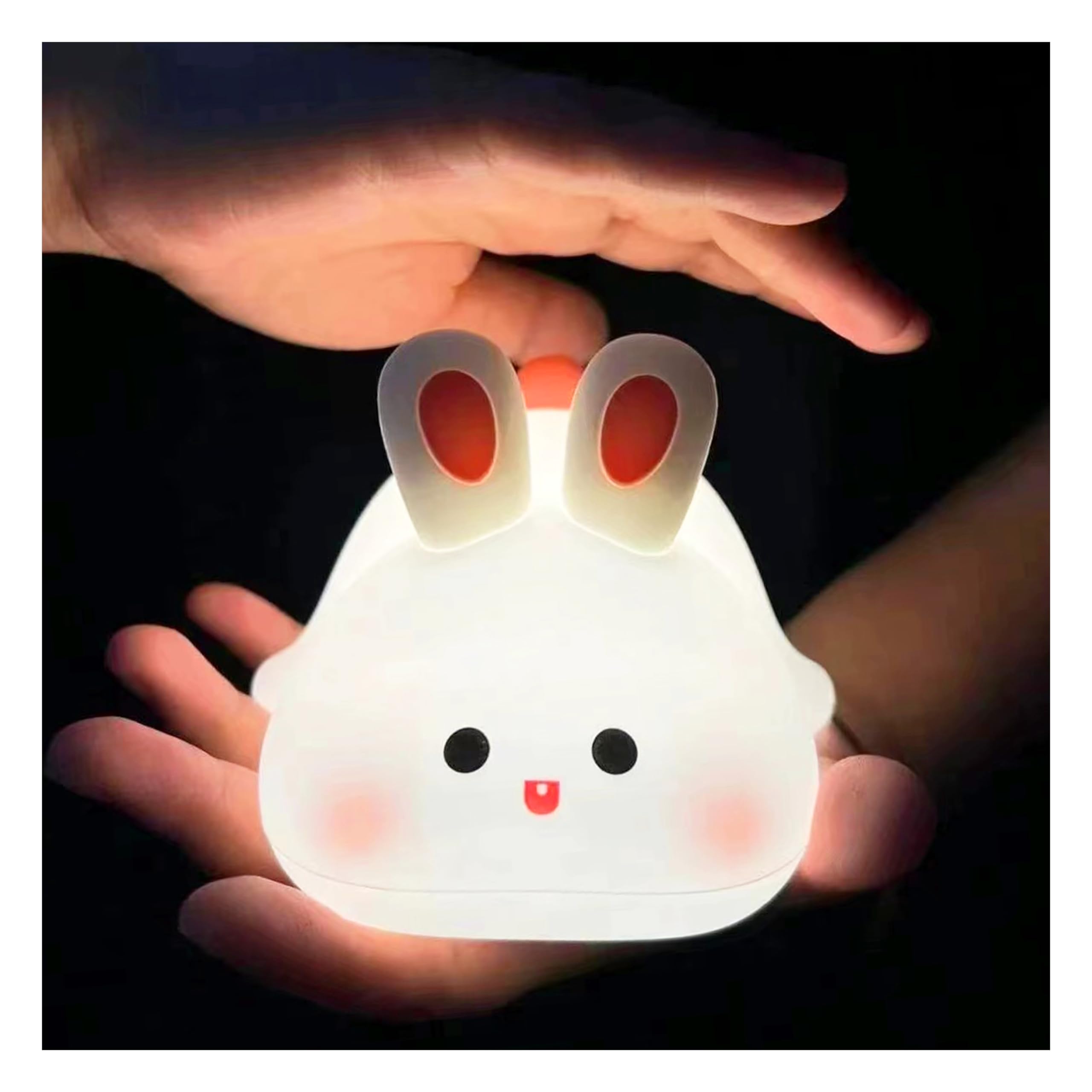Big Face Rabbit Night Light For Kids Room, The Rechargeable Touch Lamp Is 3 Levels Brightness, Bunny Toys For Bedroom With Warm White Light, Christmas Easter Decorations Gifts For Women Girls Boys