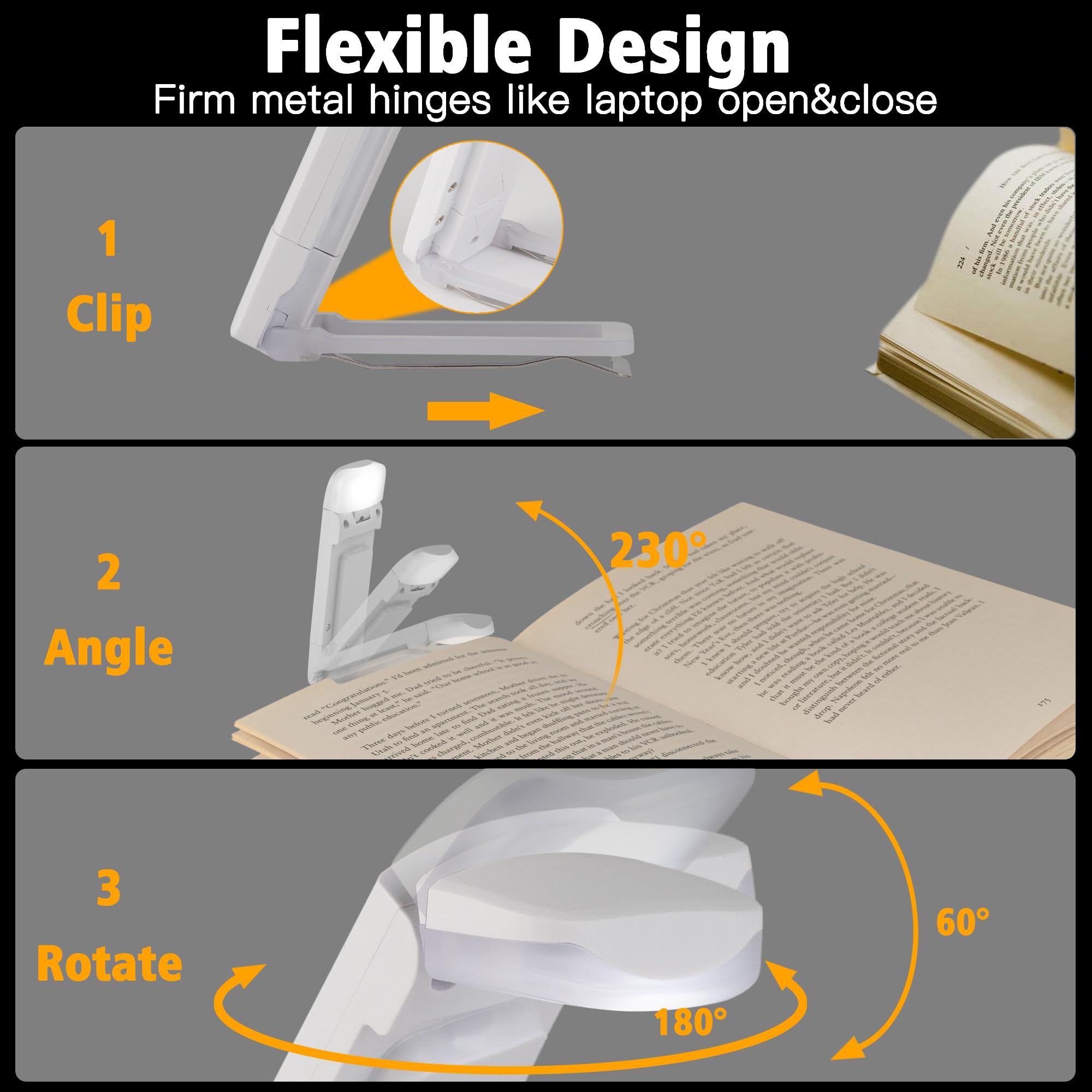 Kunhe 10 Pack Usb Rechargeable Clip-On Book Lamp For Night Reading - Kids & Adults, Perfect For Book Lovers & Christmas Gifts