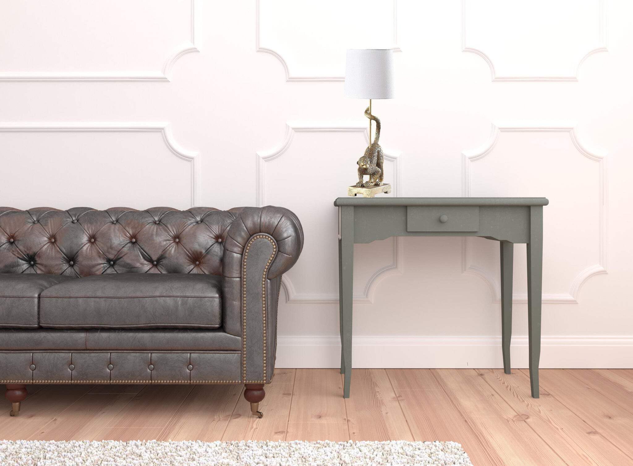 Homeroots Gold Monkey Table Lamp With White Drum Shade, 24 X 9 X 9 In., Model 524262