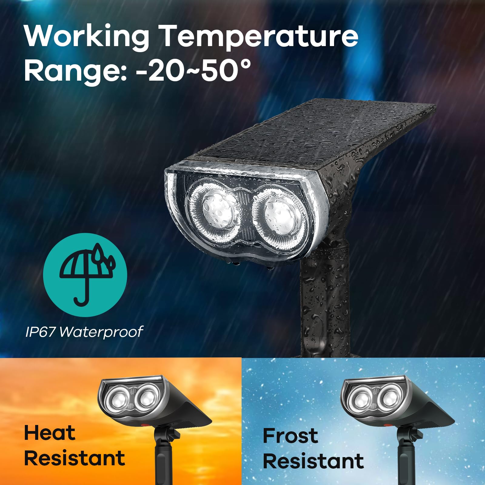 Consciot 2-In-1 Solar Spotlights, Ip67 Waterproof, 6 Pack Warm White Garden Lights