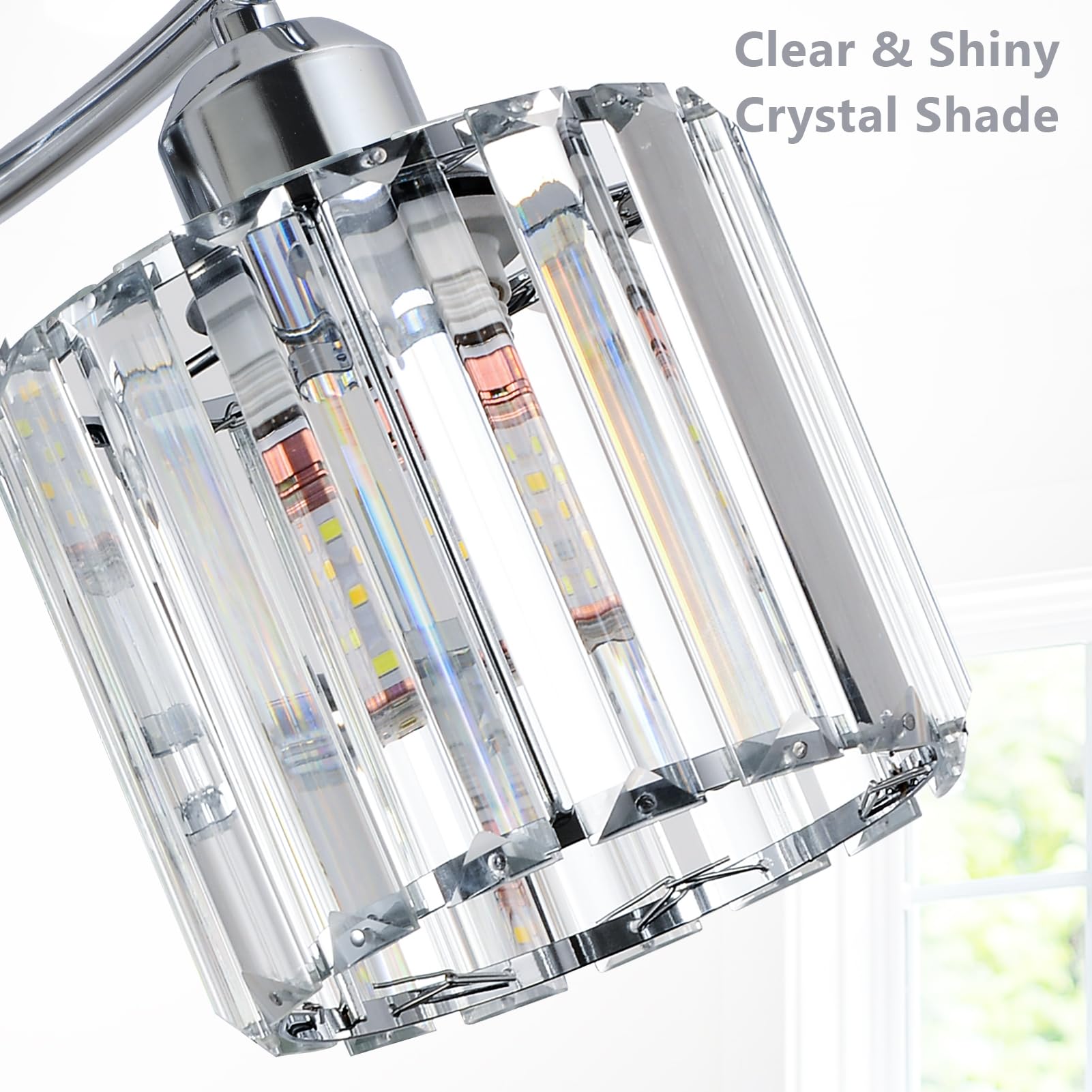 Crystal Close To Ceiling Light Fixtures 3-Light Chrome Modern Semi Flush Mount Ceiling Light Kitchen Light Fixture With Clear Crystal Shades Hallway Lighting Fixture For Entryway Bedroom Bathroom