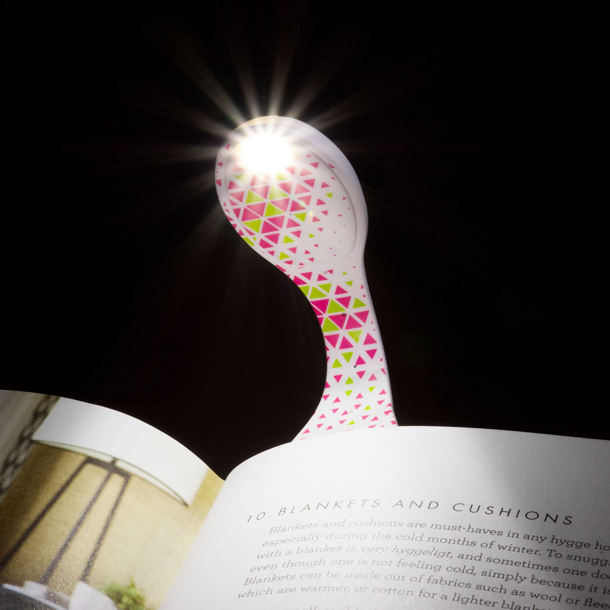 Flexilight Reading Light | 2 In 1 Bookmark Book Light | Led Clip On Reading Lamp | Children And Adult Book Torch For Reading In Bed | Book Accessories | Gift Idea Readers, Book Lovers (Green Diamonds)