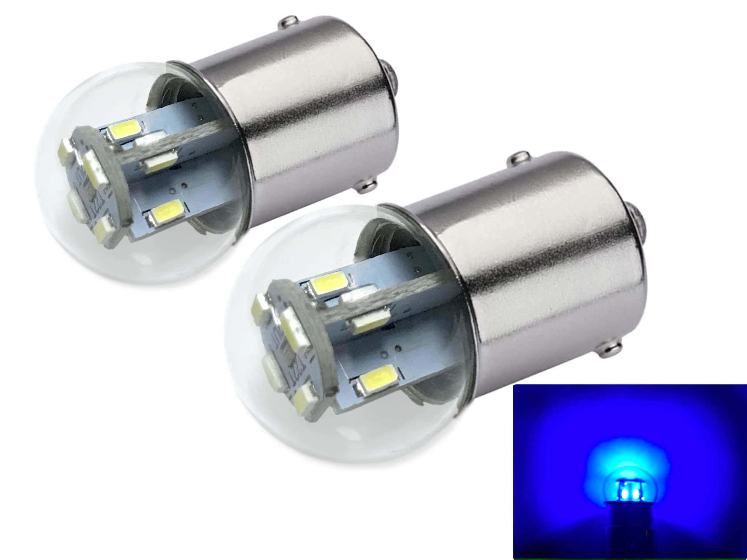 Aero-Lites.com Miniature LED Bulb Replacement BA15S 12/28 Volt AC/DC Blue 2-Pack Model AL-89
