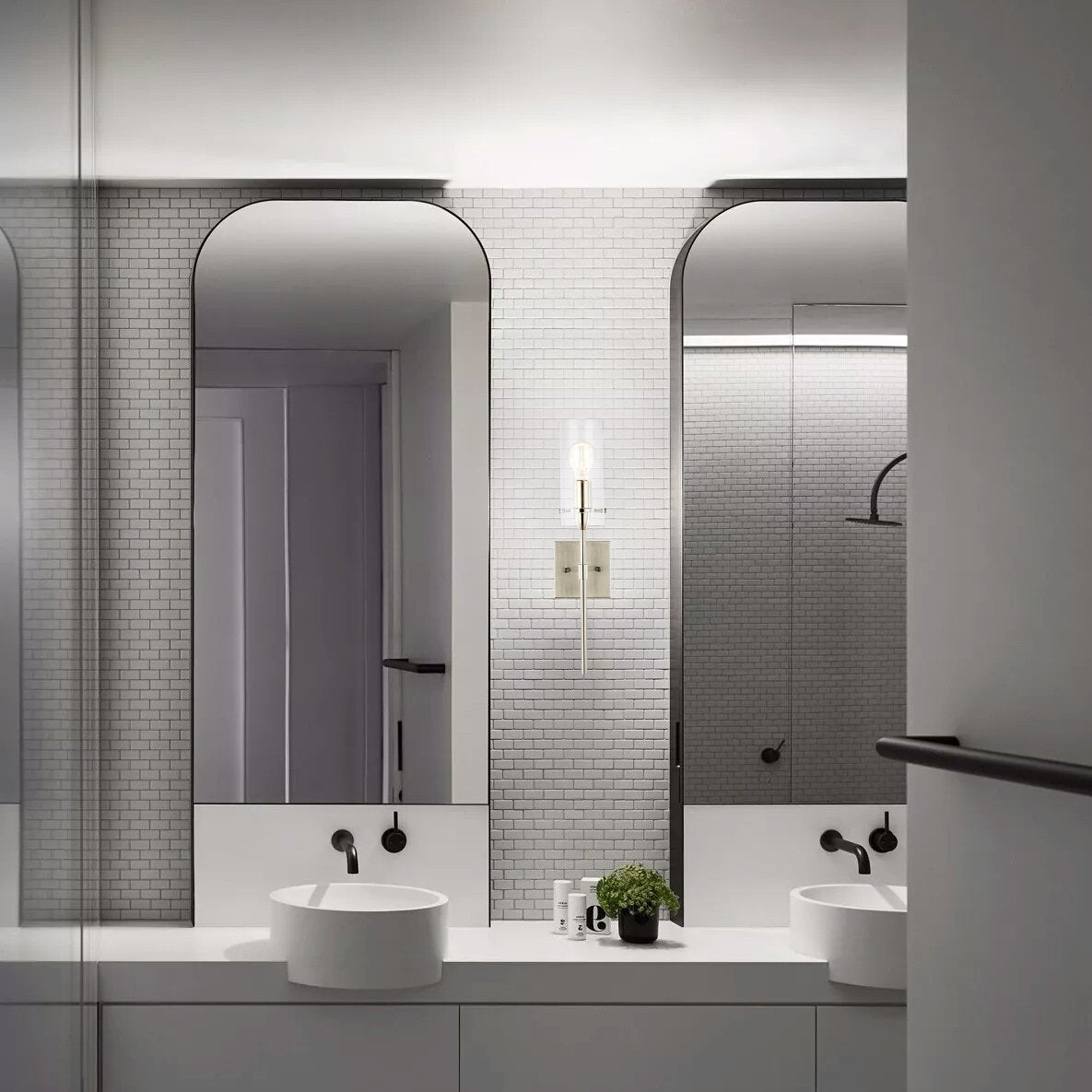 Light Society Montreal Wall Sconce, Satin Nickel, Clear Glass Shade, Contemporary Design, Model LS-W238-SN-CL