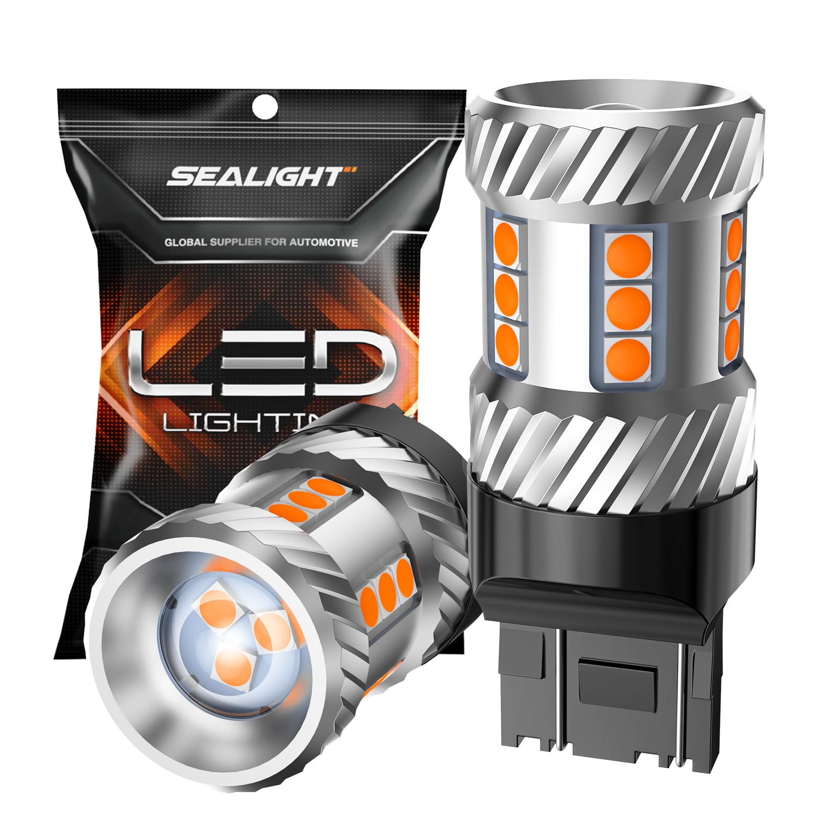 SEALIGHT 7443 LED Bulbs Turn Signal, 2700K Amber Yellow, Pack of 2, Compatible with 7444NA, 7441, 7444, 744