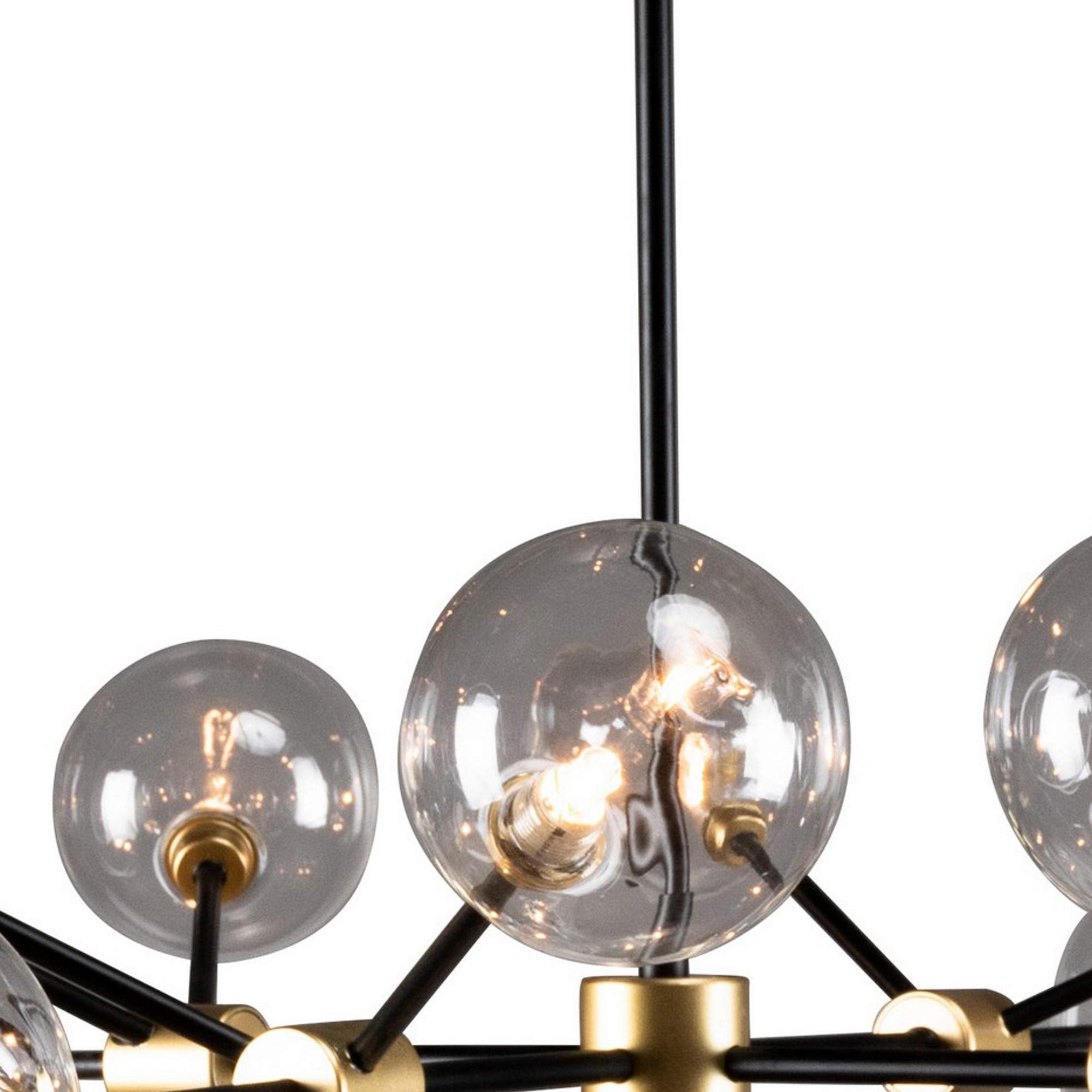 Benjara 20 Light Two Tone Glass And Metal Chandelier, Black, Gold