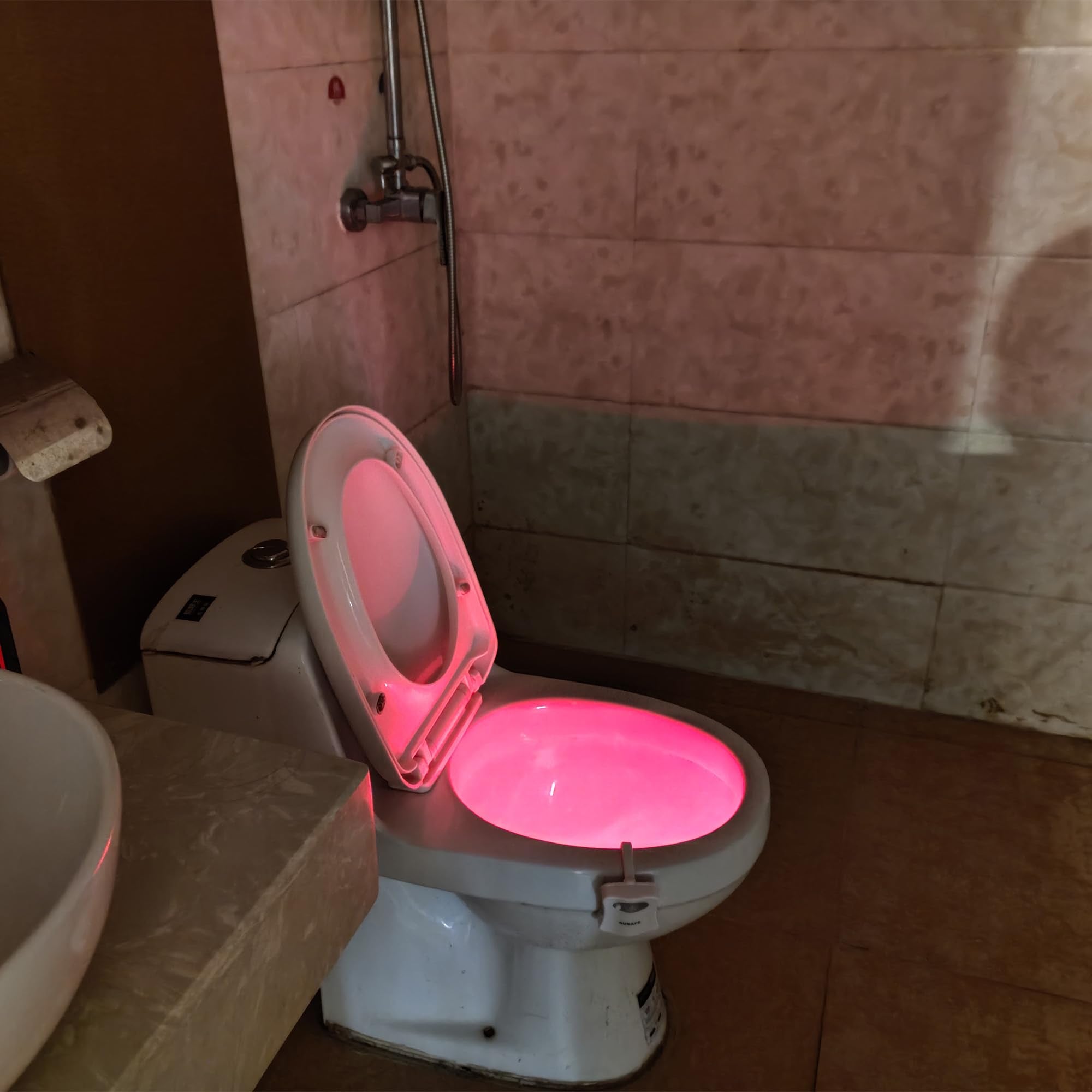 AUSAYE Toilet Light Motion Sensor LED Night Light, 2 Pack, 8 Color Changing, Plastic