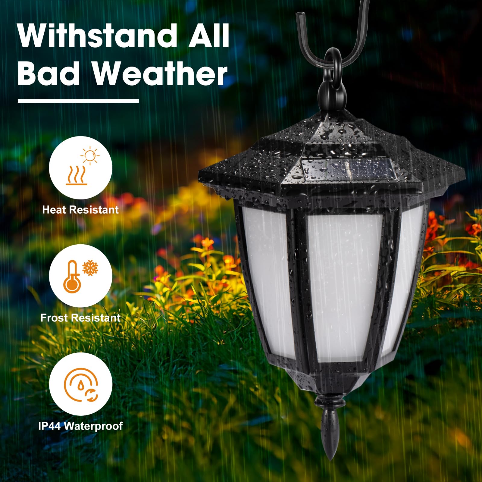 Viewsun 34 Inch Solar Hanging Lights  Shepherd Hook Lights With 4 Lighting Modes Waterproof Outdoor Decorative Solar Lantern Lights For Garden Decor  Patio  Backyard  Pathway  6 Pack