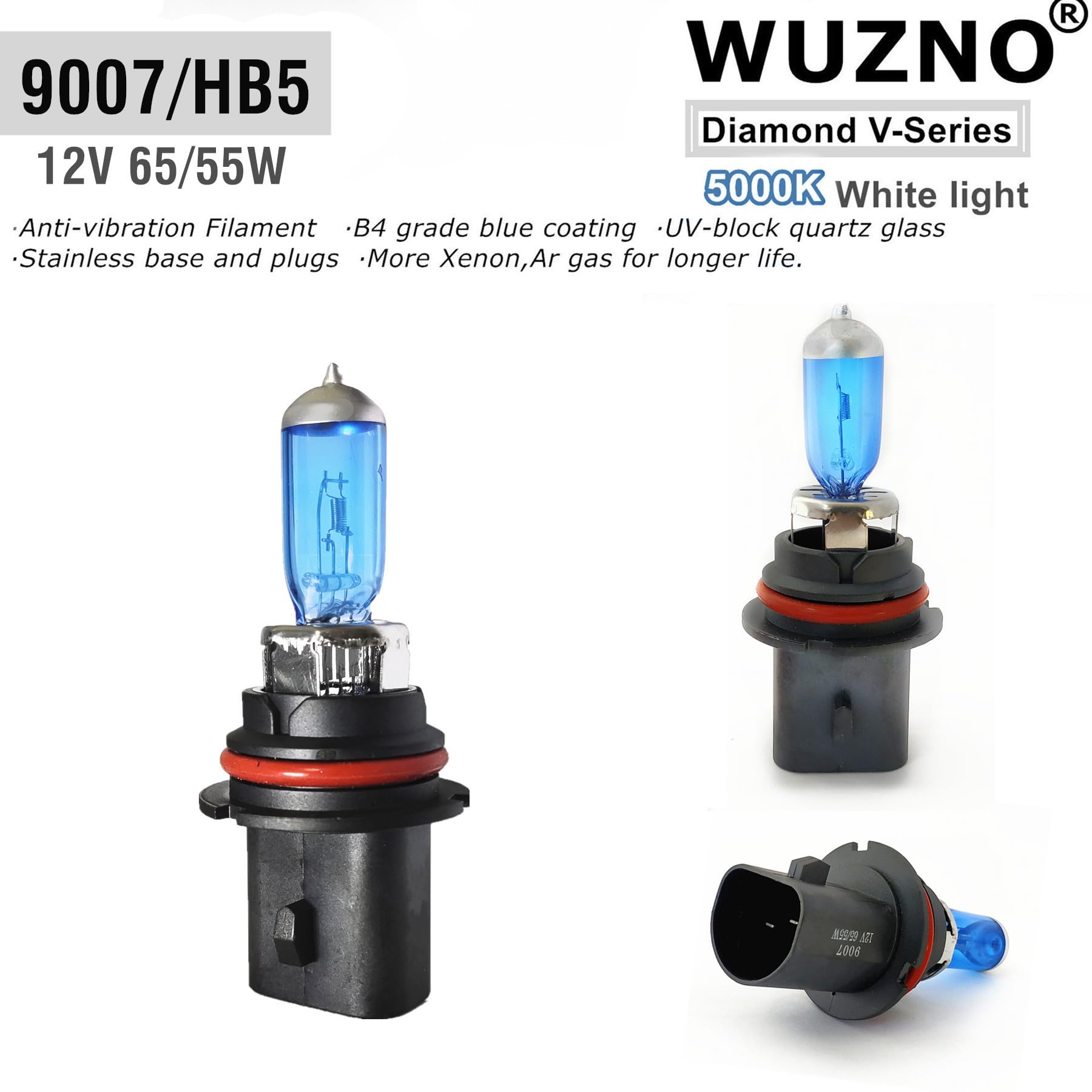 9007/HB5 Halogen Headlight Bulb 12V 65/55W White 5000K Lights Headlamp Bright 9007