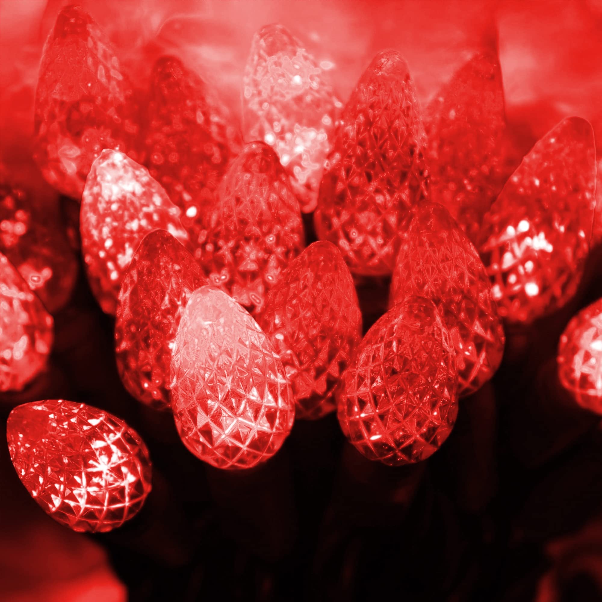 Dazzle Bright C6 Christmas String Lights, 100 LED, 33 FT Waterproof, Green Wire, 8 Modes, Red - Model HB-300COI
