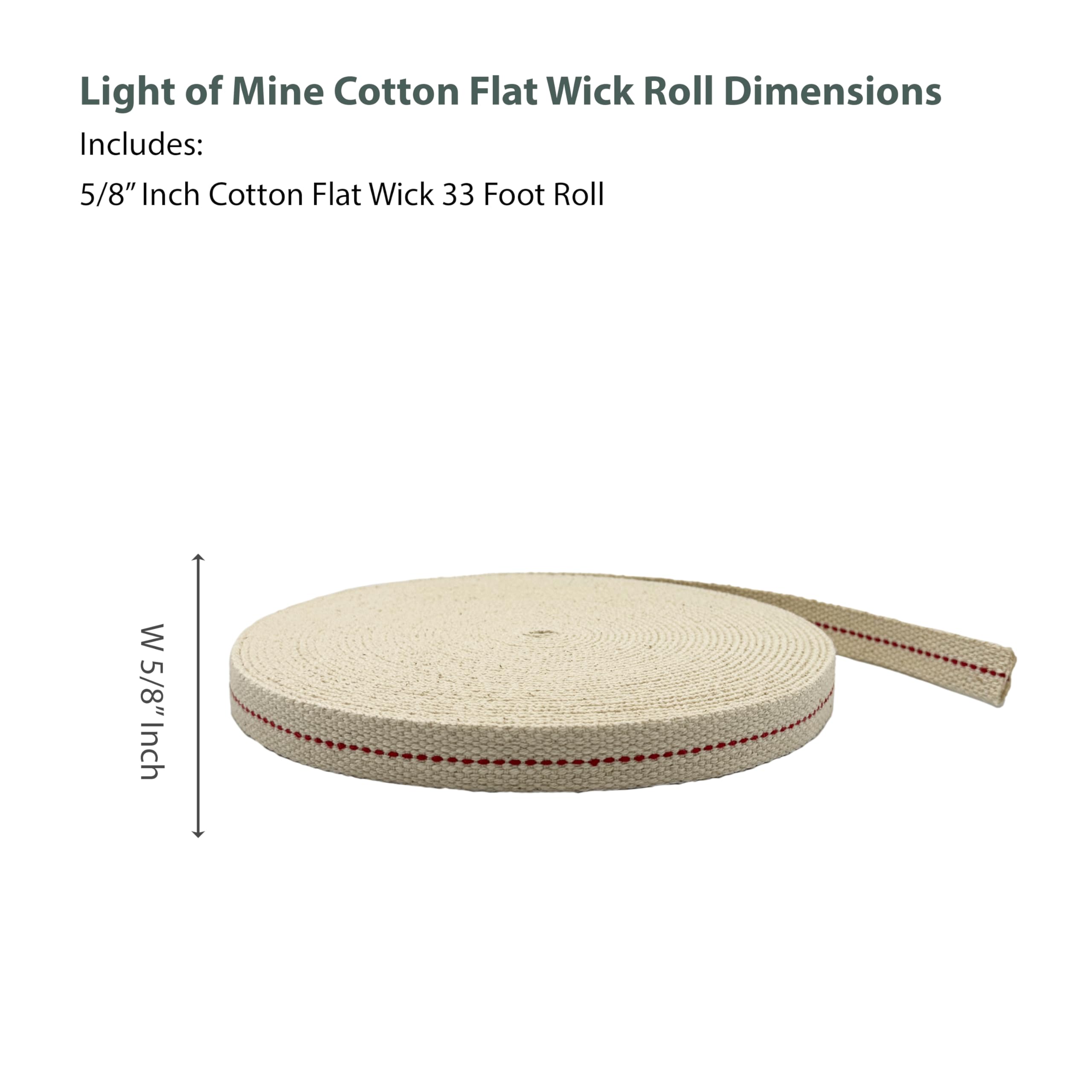 LIGHT OF MINE Cotton Flat Wick for Lanterns, 5/8in x 33 Roll, Kerosene & Oil Lamps, Model AX-AY-ABHI-103265