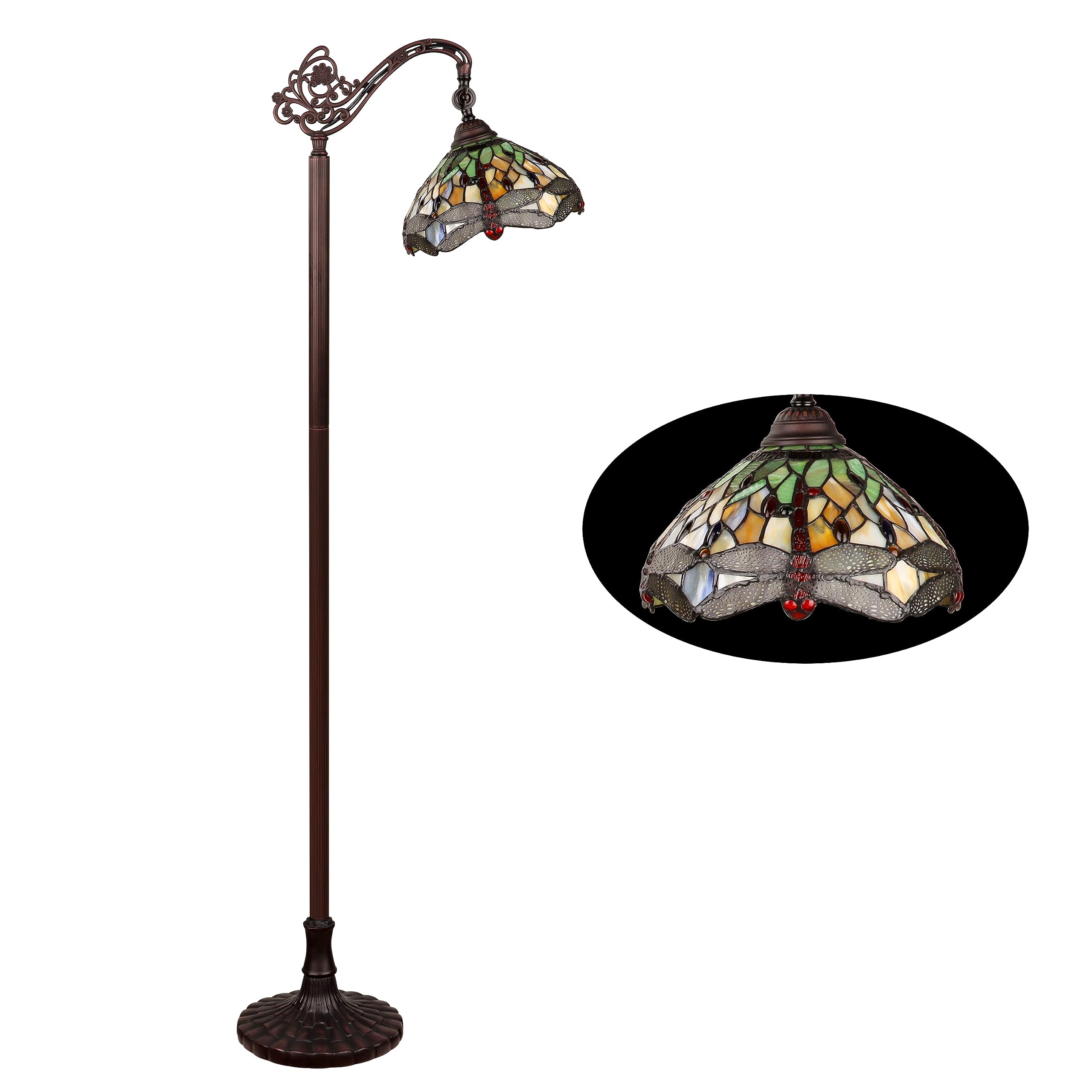 Chloe Lighting ANISOPTERA 1 Light Floor Lamp Antique Dark Bronze 11in Shade Multicolor CH32825DB11-RF1