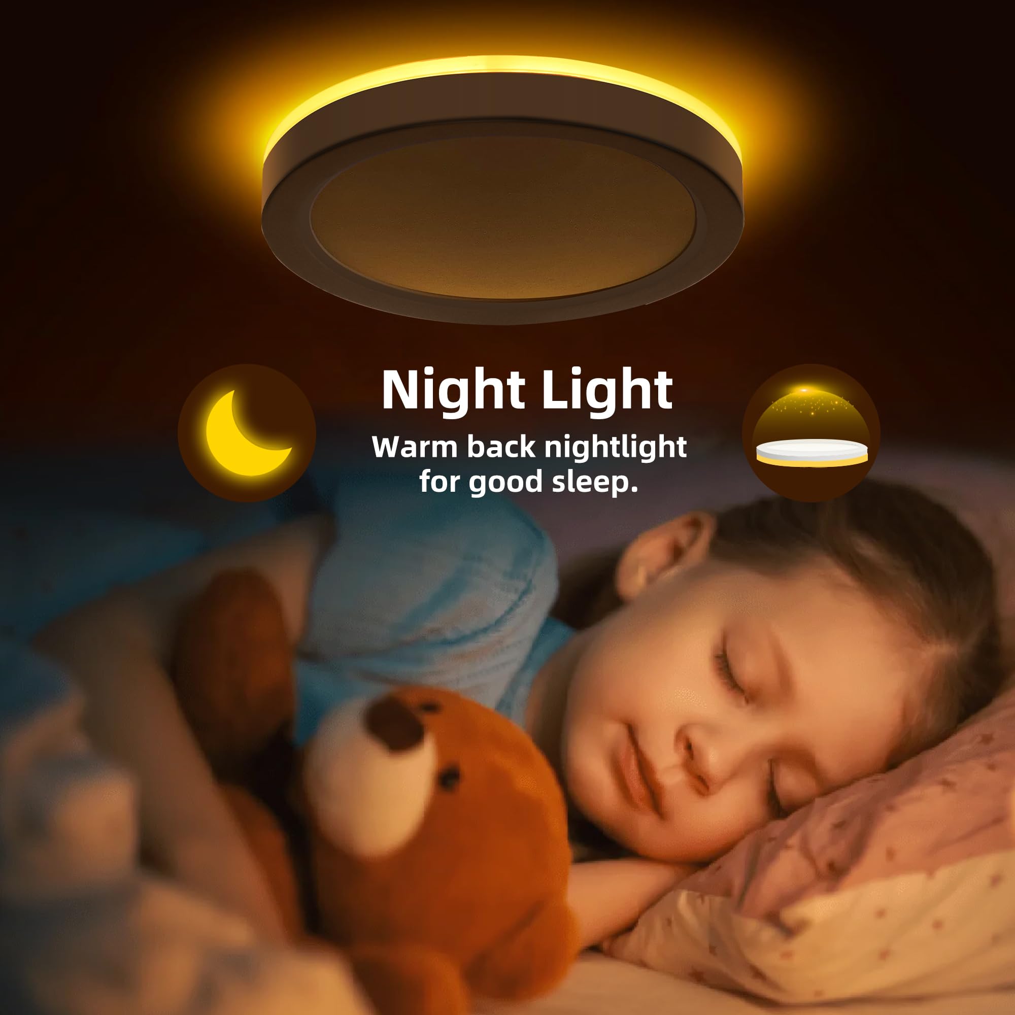 Hlite 7.5 Inch Flush Mount LED Ceiling Light, Dimmable, CRI90, 15W, 1500 LM, Selectable 3000K/4000K/