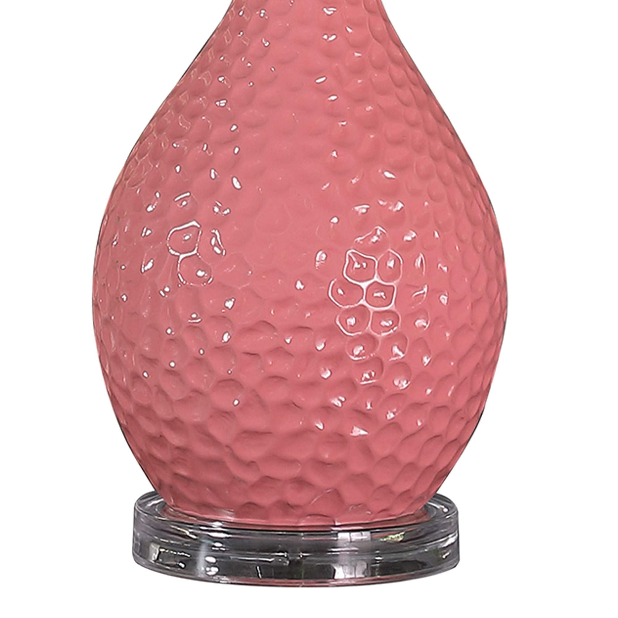 Benzara Metal Table Lamp, Hammered Pattern, Pink, Model BM233920