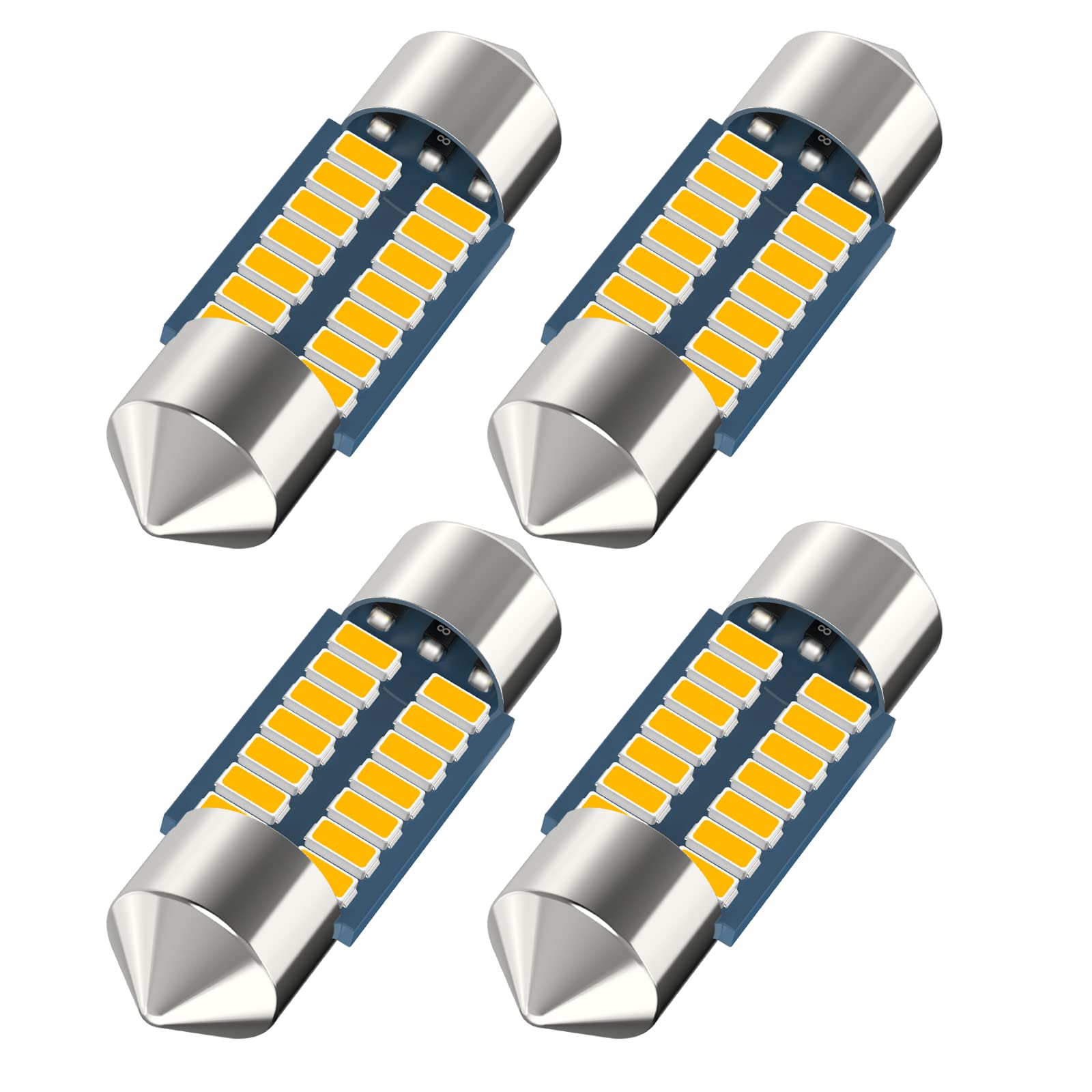 Serundo Auto DE3175 Led Car Bulb 31mm 1.22in Led Festoon Bulb  DE3021 DE3022 DE3023 6428 6430 7065 Led Festoon Bulb  Interior Led Used for Car Map Dome Light etc Pack of 4pcs Amber Yellow Color