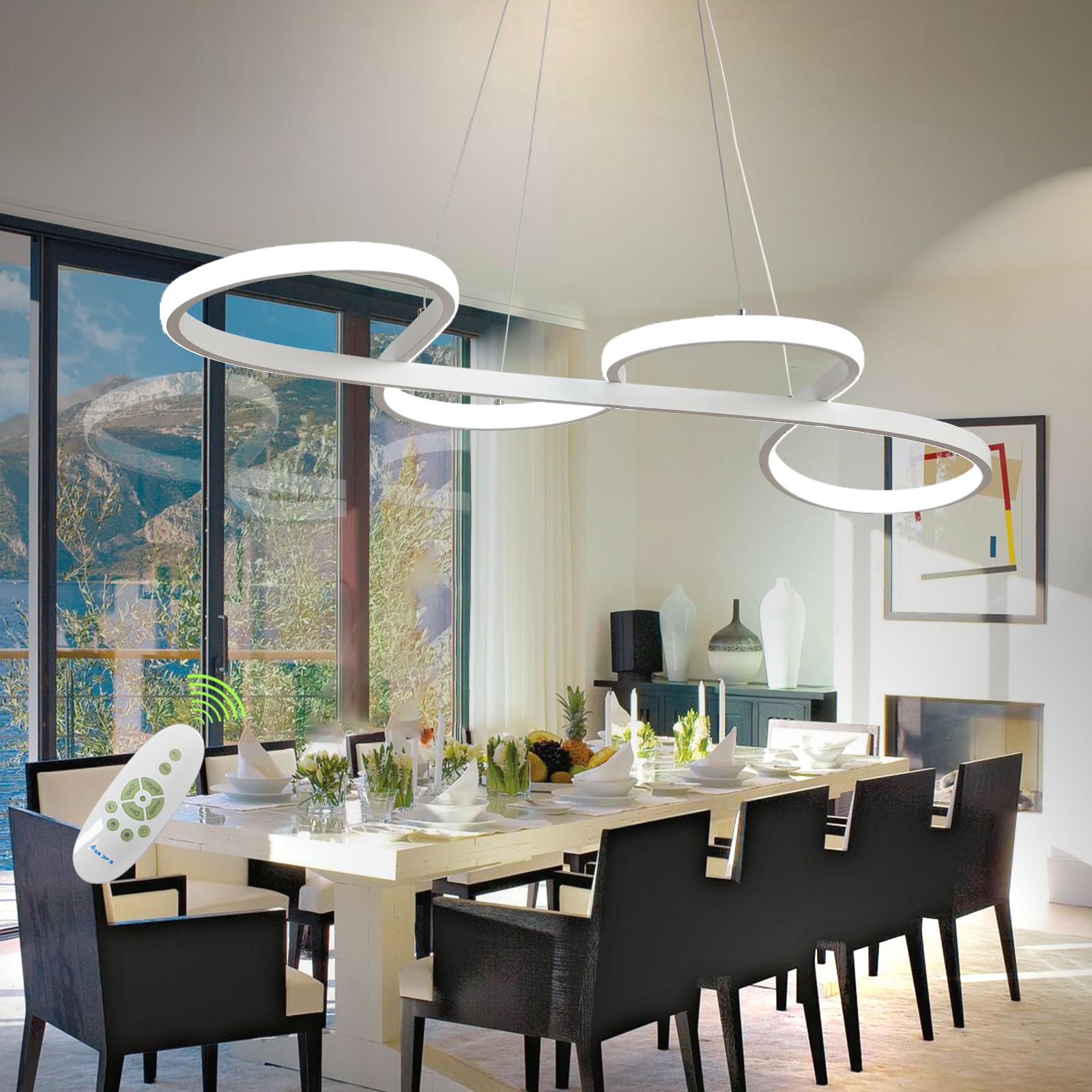 Led Pendant Lights for Kitchen Island,Dimmable Island Lights for Kitchen Modern Dining Room Chandelier Light Fixture with Remote