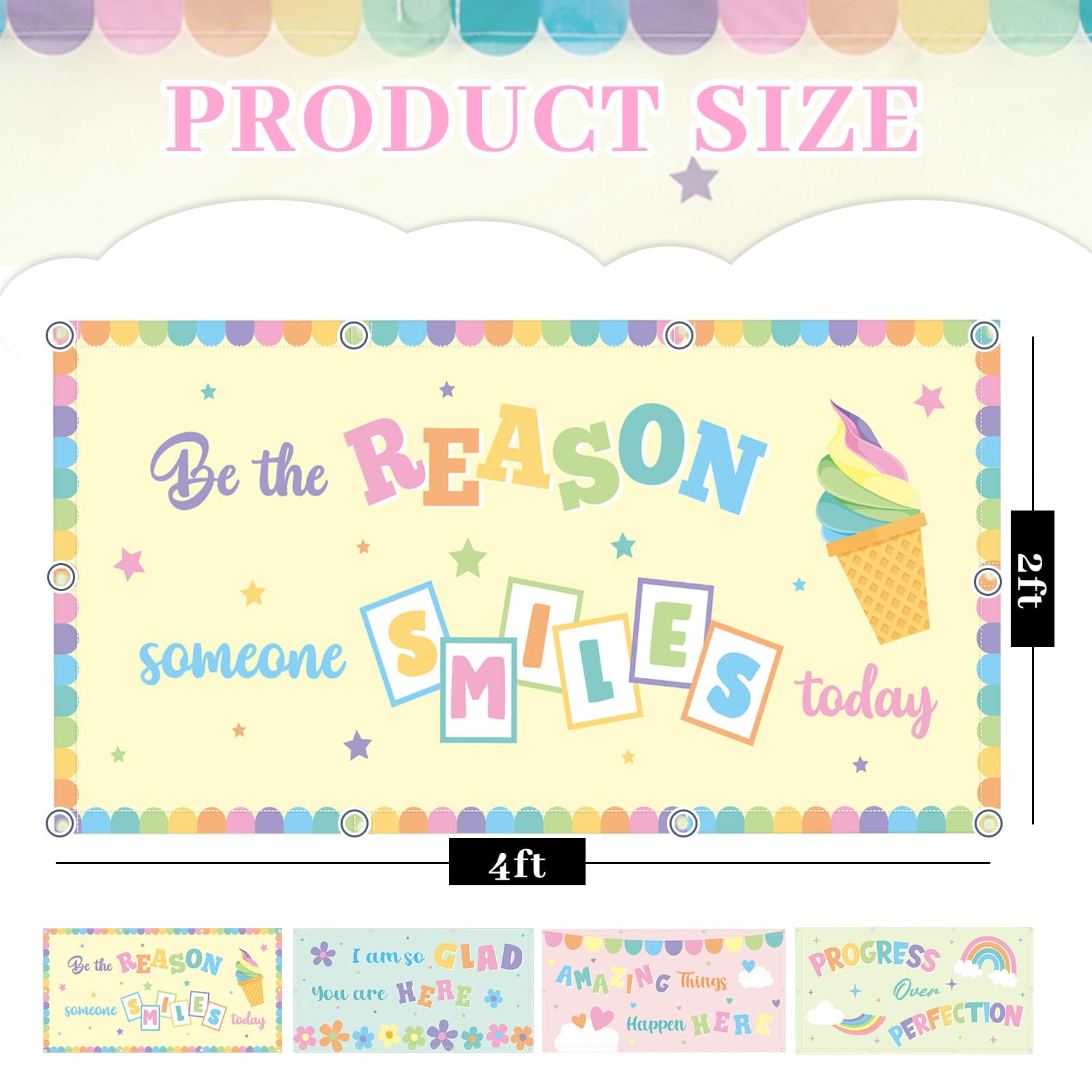 ROCEEI Pack of 4 Fluorescent Light Covers for Ceiling Lights, 4 x 2 ft, Magnetic Light Covers for Classroom Office Home School(P