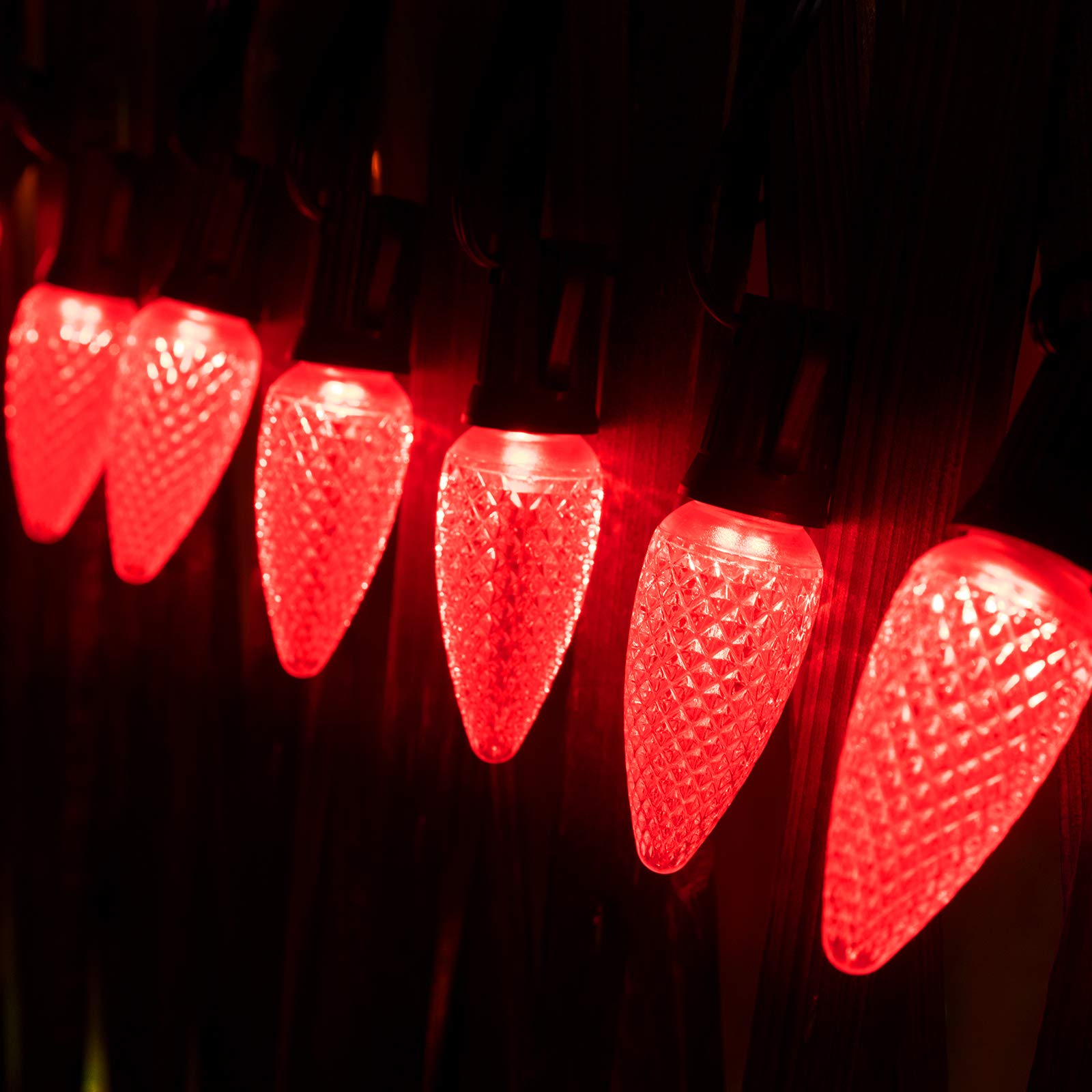 Brightown 100 Pack Red C7 Led Replacement Bulb For Christmas String Lights - Shatterproof E12 Candelabra Base Commercial Grade Bulbs For Patio  Roofline Lighting Decor