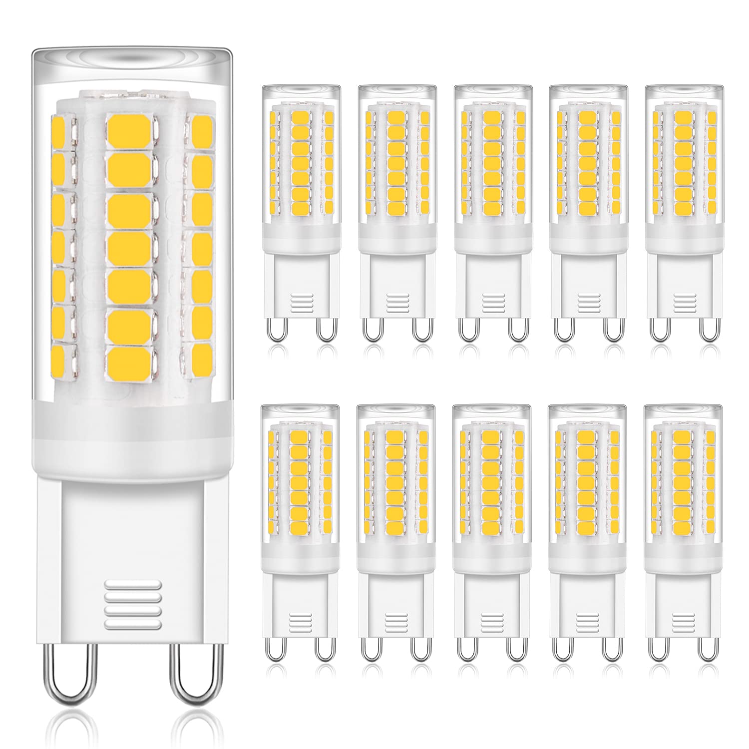 YUIIP G9 LED Bulbs 4W Natural White, 40W Halogen Equivalent, Ceramic Base, Non-Dimmable, 10 Count