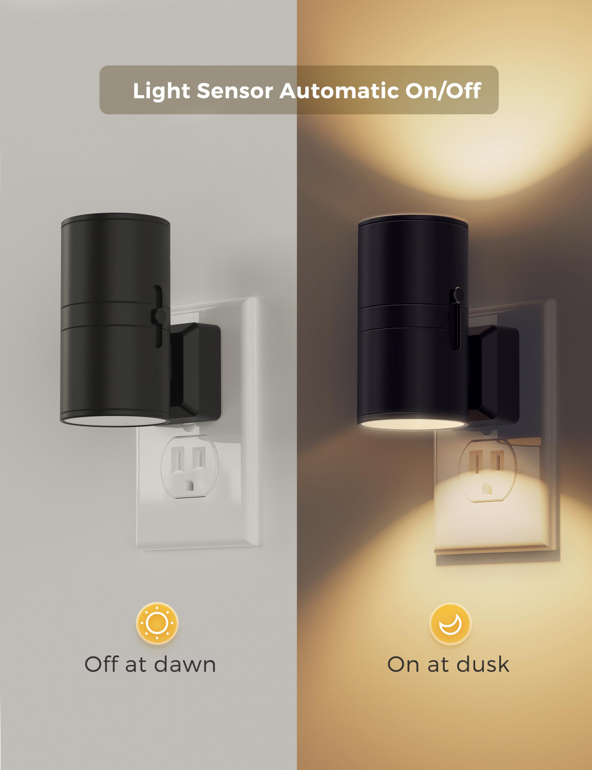 L LOHAS LED Night Light Plug-in, Dusk to Dawn Sensor, 0-100LM Adjustable Brightness, 2 Pack, Vintage-Cylindrical, Soft White 3000K