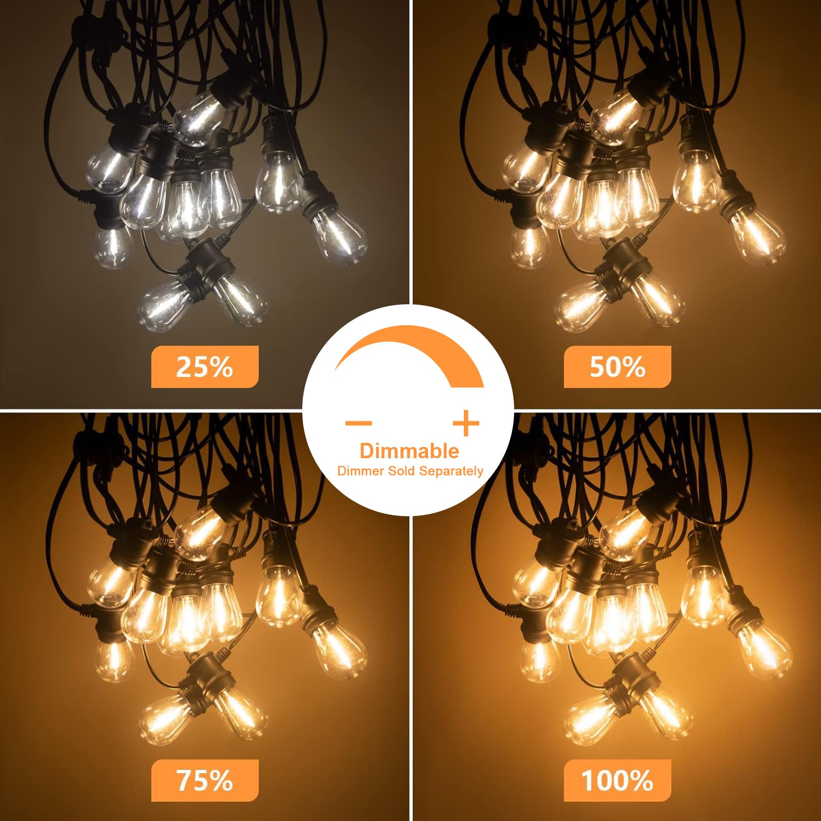 SUNTHIN Outdoor String Lights, 96FT Patio Lights with 32 LED Bulbs, Black Shatterproof for Garden, Deck, Porch, Party, Model GLS-18J2P-E26