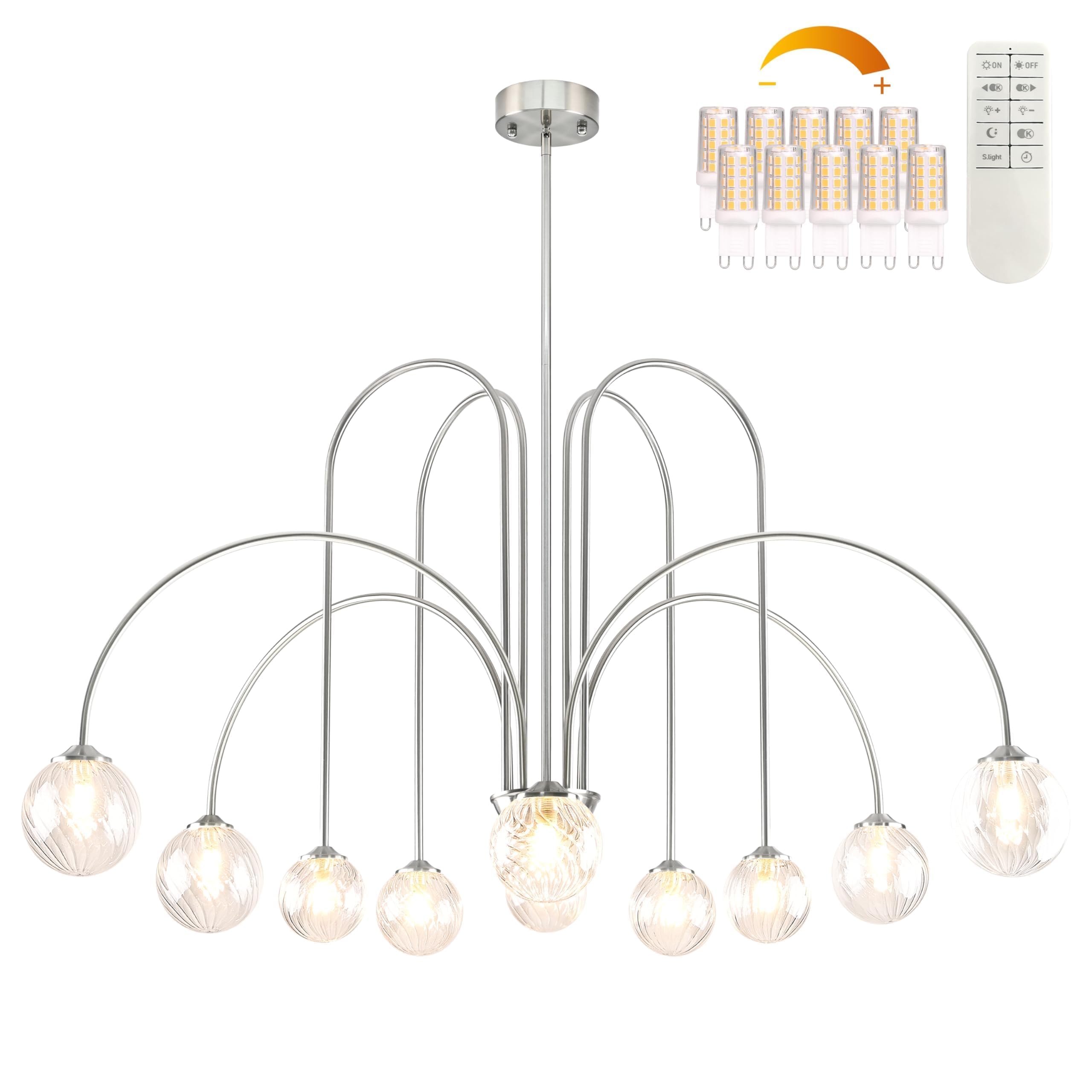 Bagood Nickel Sputnik Chandelier Mid Century Modern Chandelier 10-Light Dimmable Globe Light Fixture 43    Modern Sputnik Light 