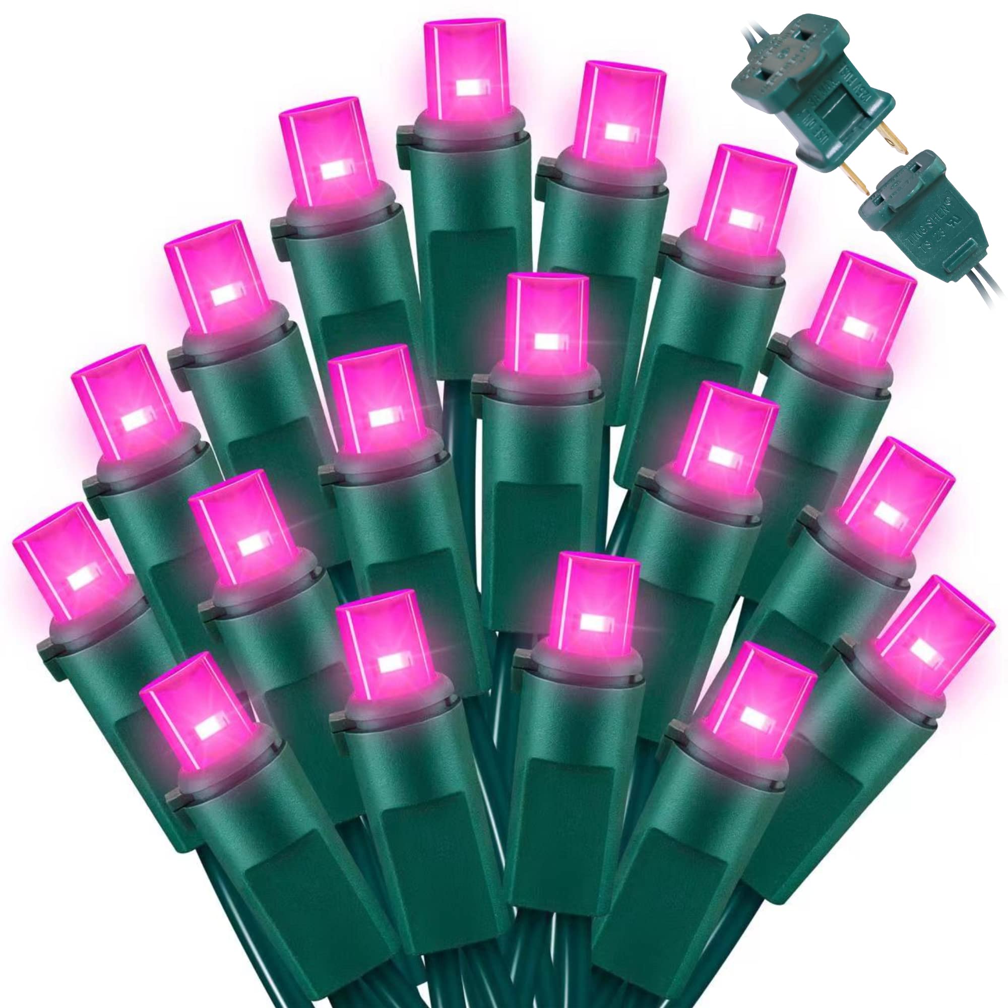 LAMPHOME Pink Wide Angle LED String Lights, 64.8 Ft 300 Count, Pack of 3 Strands 21.9 Ft 100 Lights UL Certified Commercial Grad