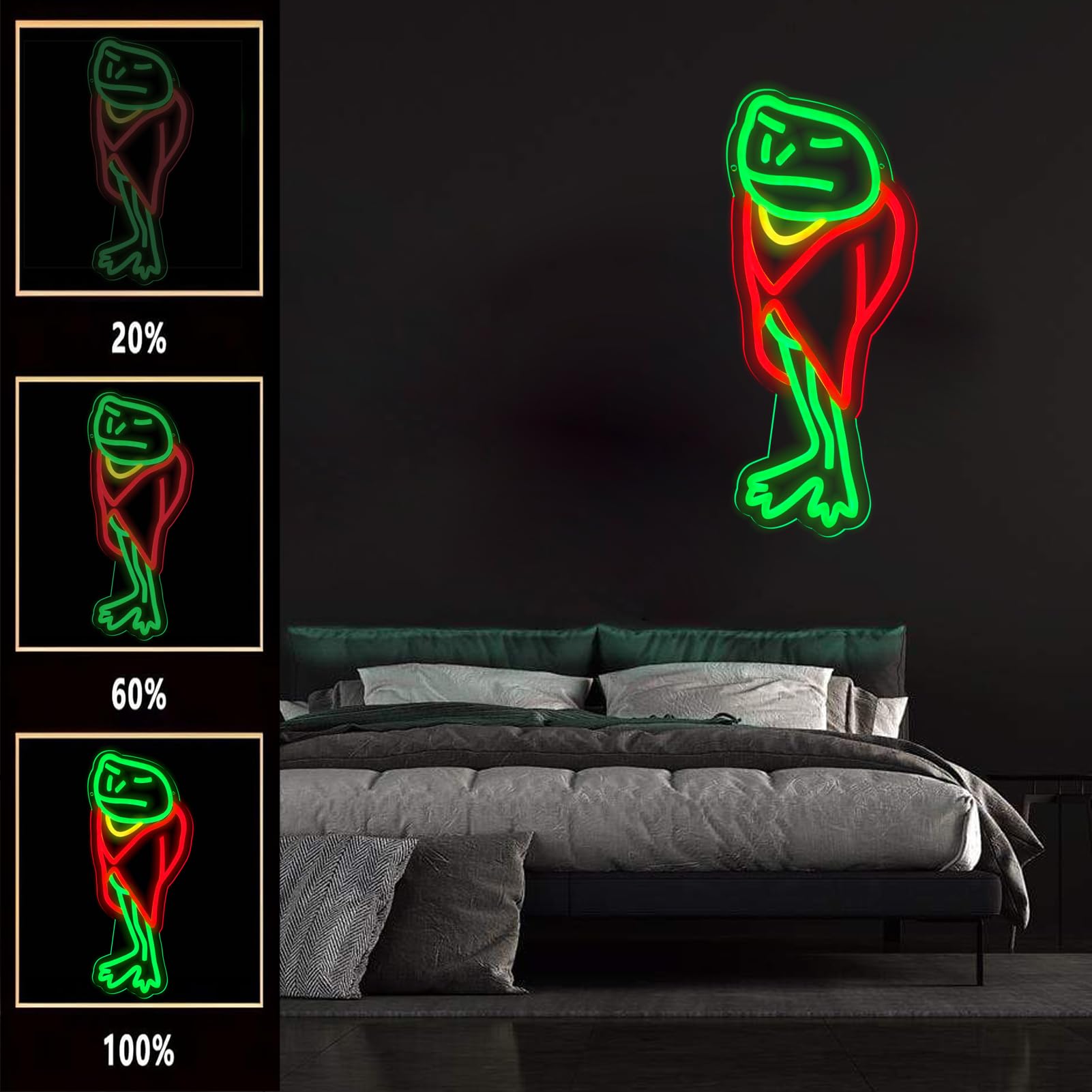 Tiabuy Frog Footman Neon Signs Alice in Wonderland Frog Neon for Wall Art Decor, Green Frog-Footman LED Lights for Dimmable LED