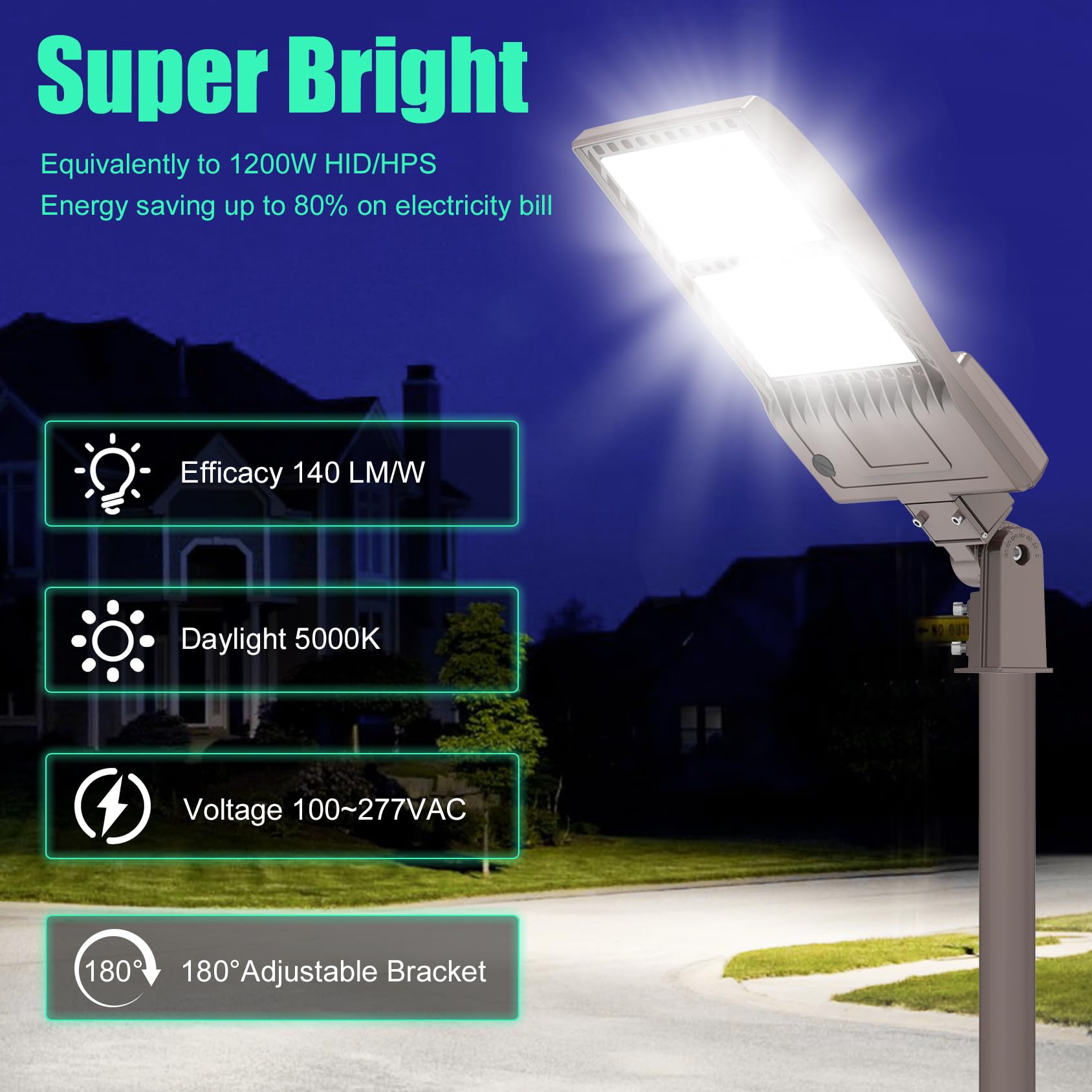 Bbestled 2 Pack 320W Led Pole Light, 44800Lm Dusk To Dawn, Ip65, Slip Fit For