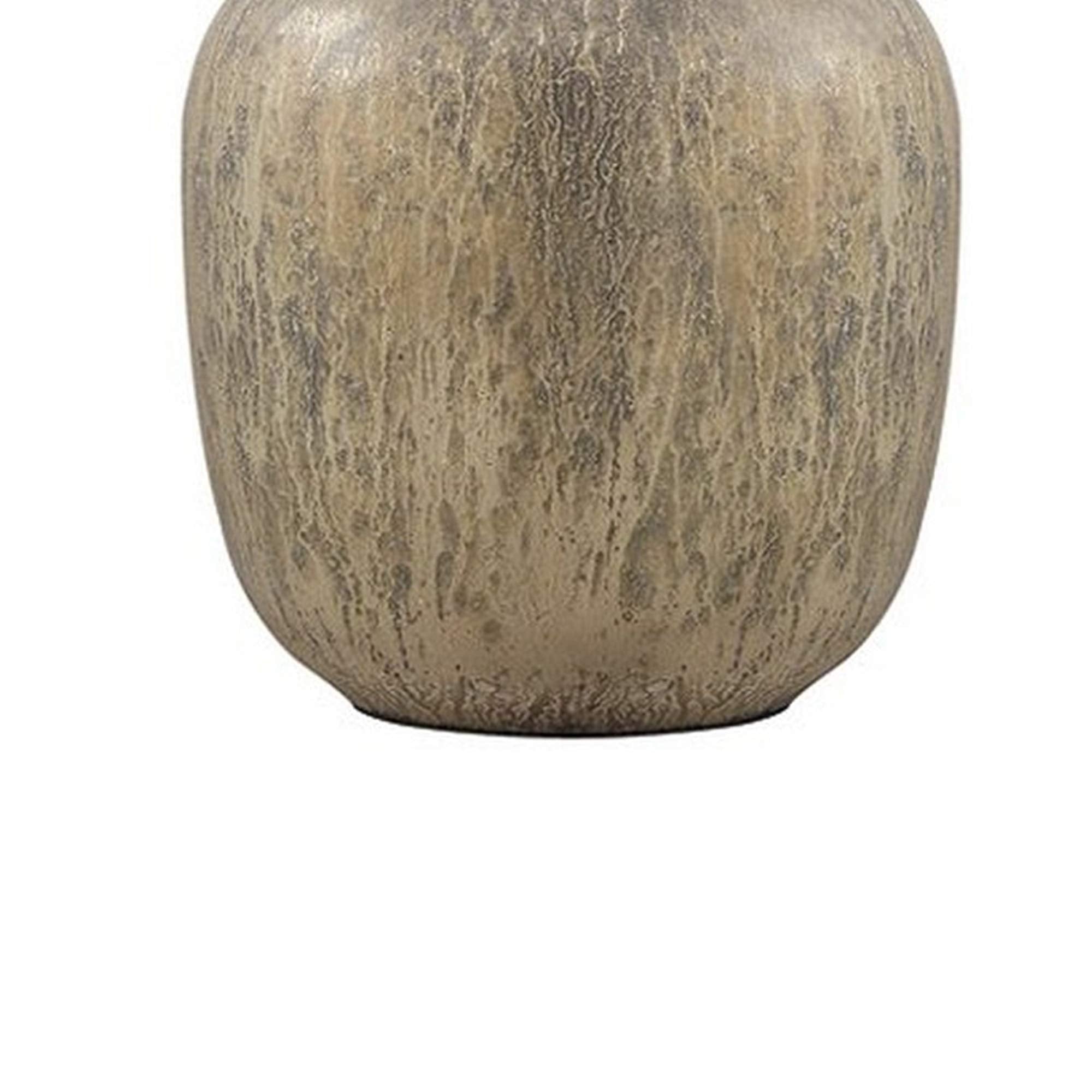 Benjara Mercury Glass Table Lamp With Drum Shade, Gold, Beige