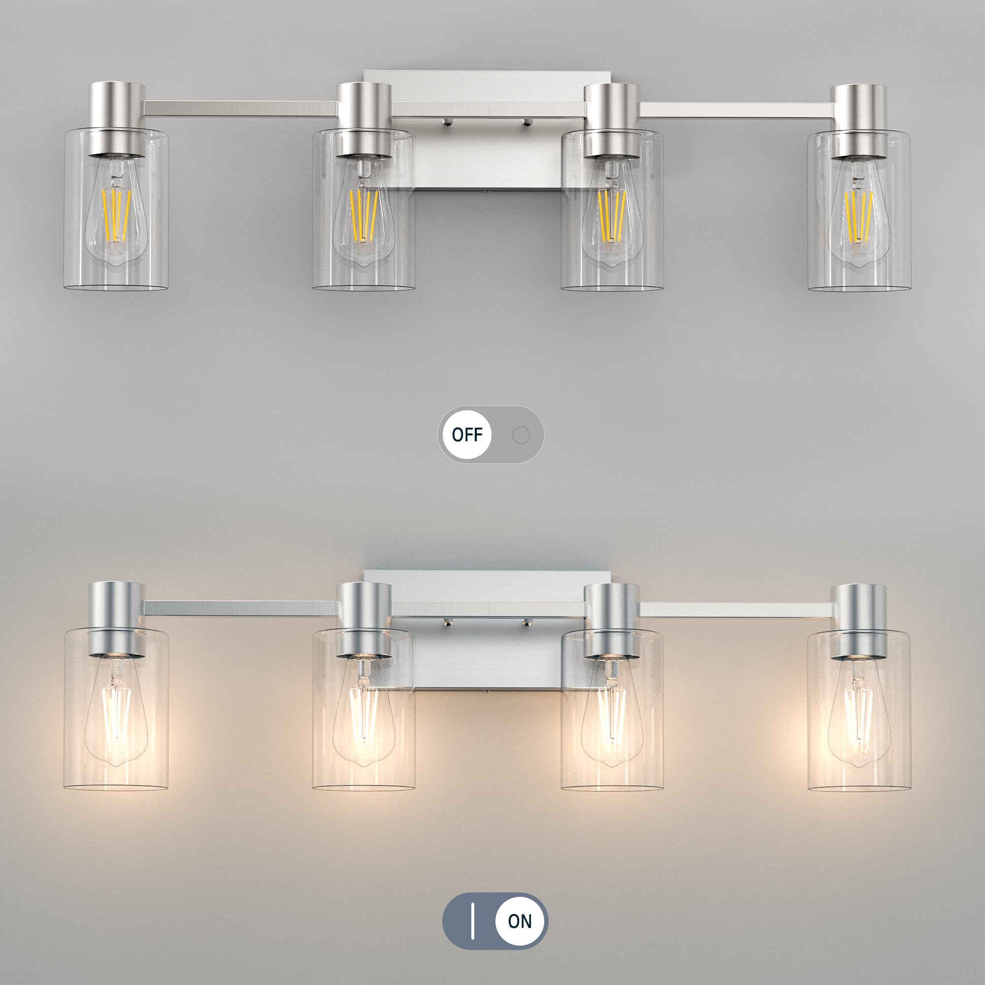 Esfos 4-Light Modern Vanity Light Fixtures Over Mirror, Brushed Nickel Bathroom Light Fixtures, Vanity Lights, Wall Sconce With