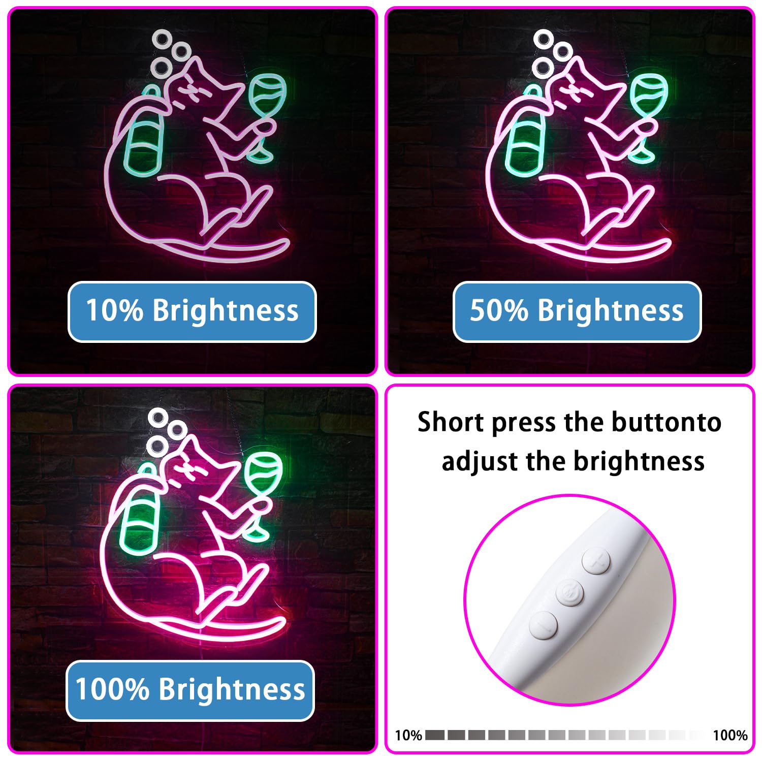 Nosun Cat Beer Neon Sign Funny Bar Neon Signs For Wall Decor With Dimmable Cat Neon Sign Beer Led Sign Pink Animal Bar Light Up Signs For Bedroom Men Cave Home Bar Cat Birthday Party Home Bar Decor