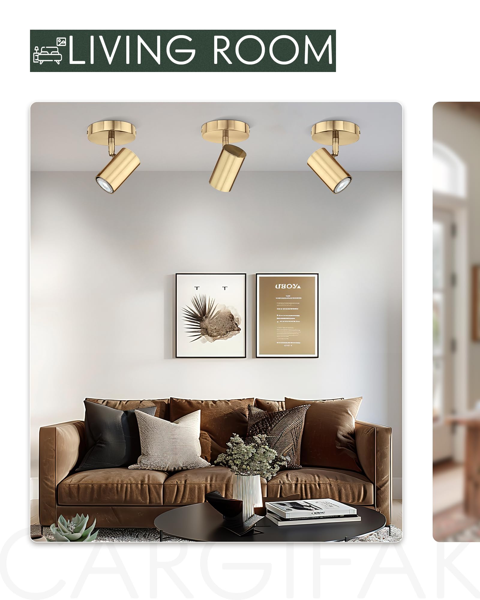 Cargifak Modern Wall Sconce, LED Track Lighting, 1-Pack, Brass Gold, Model CKSL4830-1W-BB