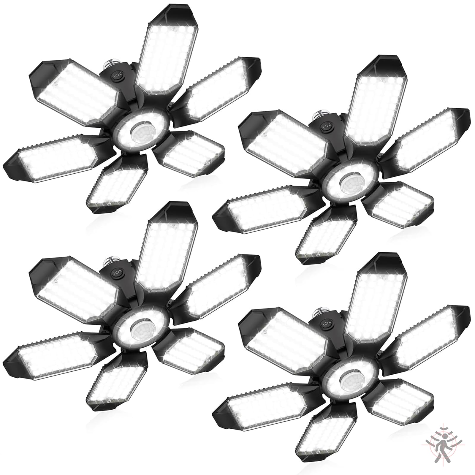 toberich 4 Pack Motion Sensor Garage Lights, 20000LM Motion Sensor Shop Light with 3 Switch Modes, 6500K Indoor Motion Activated