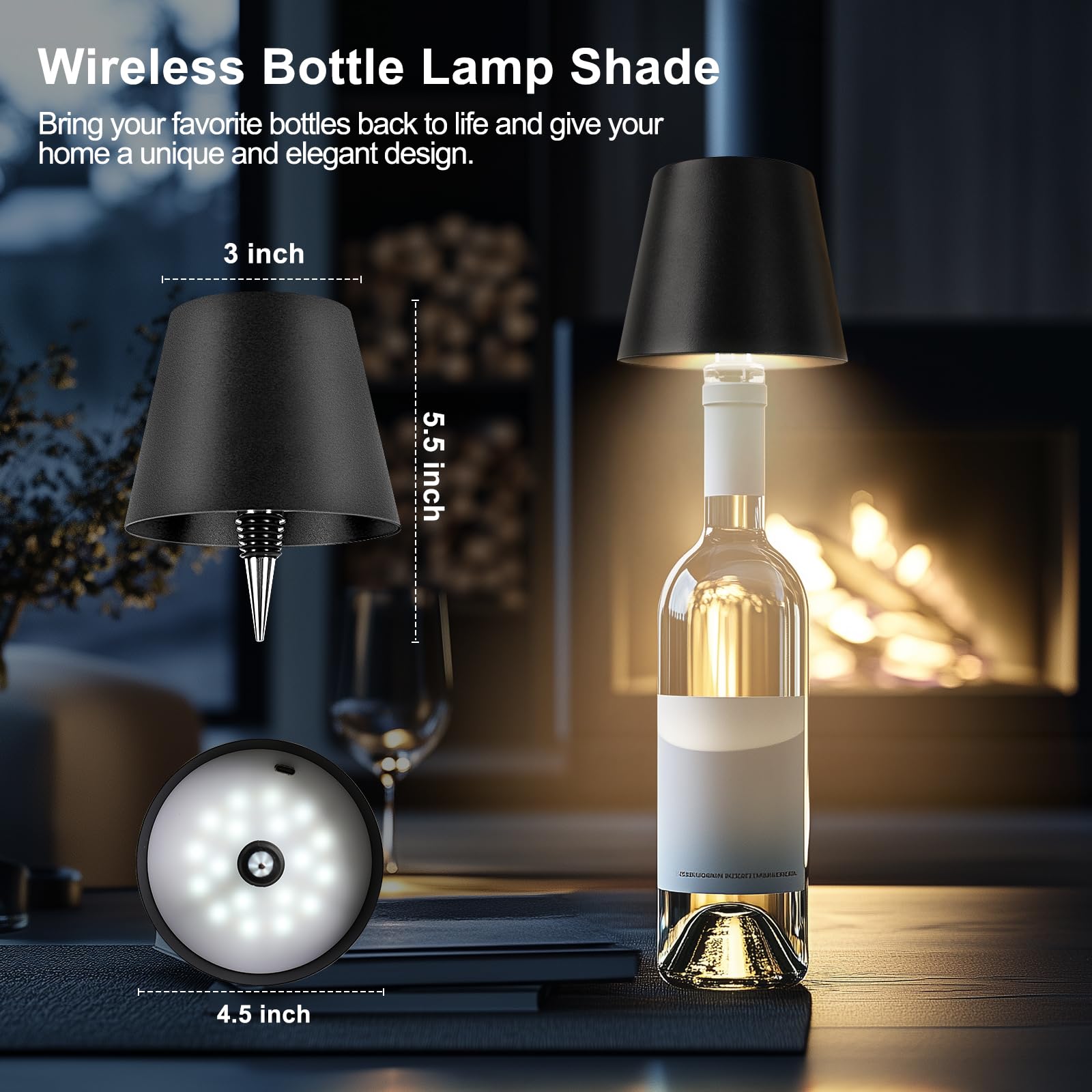 Mebaraul 3600Mah Wireless Bottle Lamp, 2025 New 3 Color Rechargeable Wine Bottle Light, Cordless Led Table Light For Bars Restau