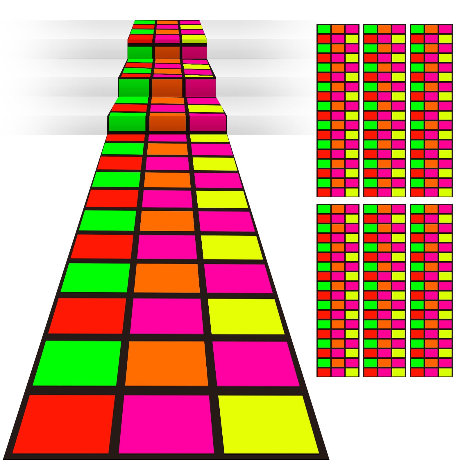 Mixweer Disposable Neon Dance Floor - 118 x 39 Inch Plastic Runner for 80s 90s Party Decorations, Multi Color