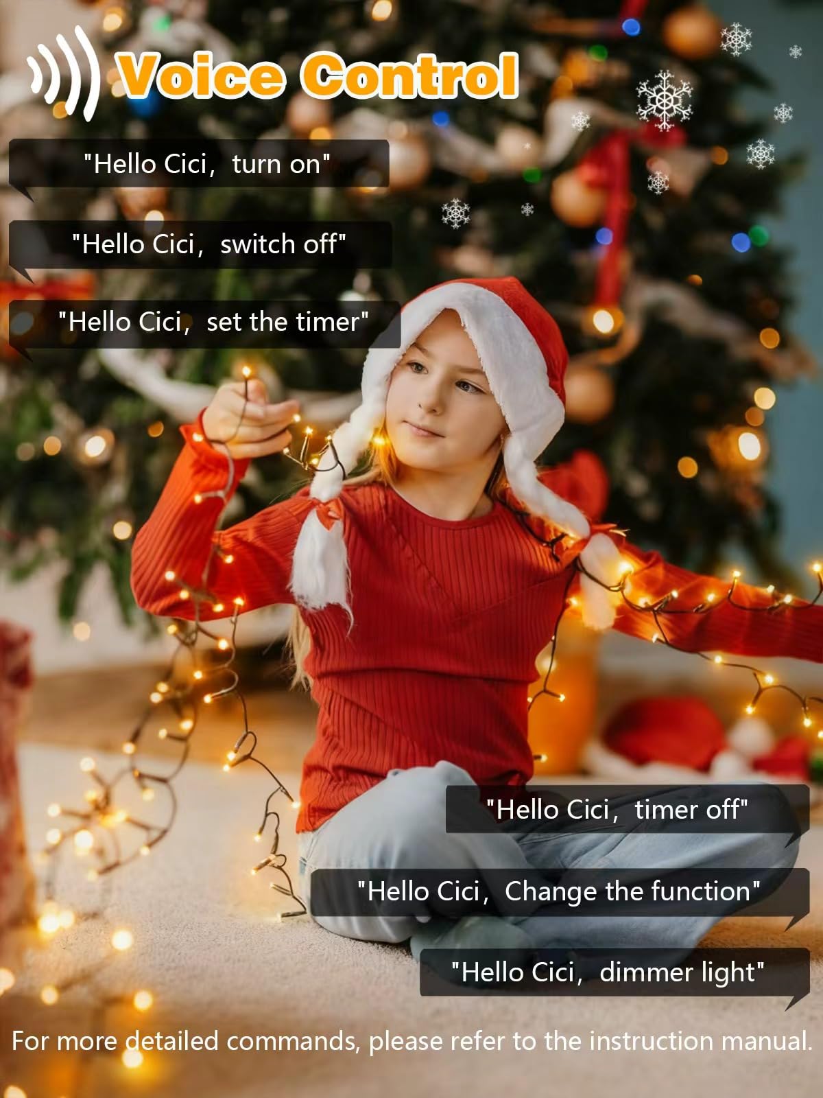 Voice Controlled Christmas Lights With Remote  99 Ft 300 Led String Lights Indoor Outdoor With 12 Modes 3 Timers  Dimmable Twinkle Light Plug In Waterproof For Xmas Tree Party Decorations  Warm White