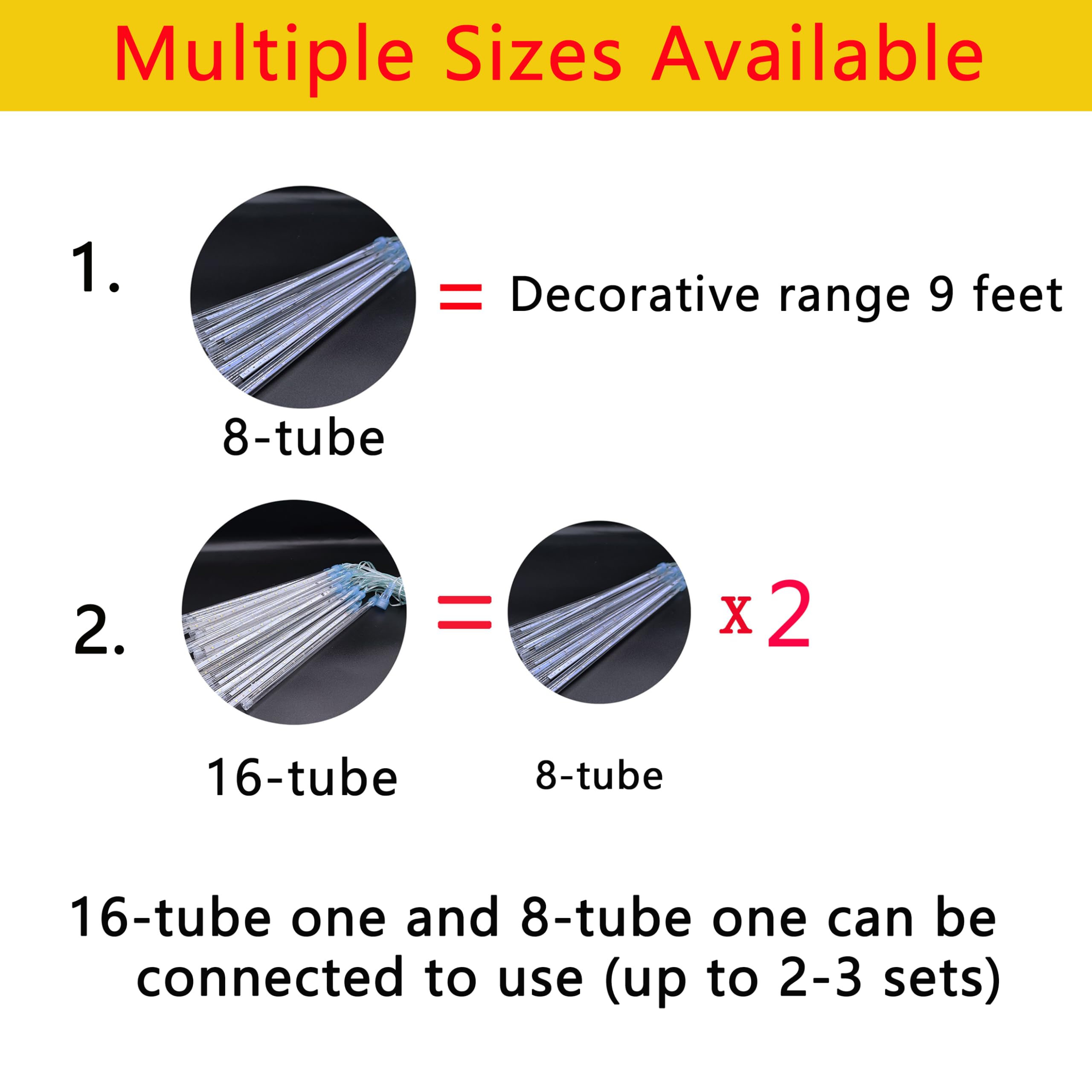 Kwaiffeo Meteor Shower Christmas Lights, 12 Blue Icicle Cascading Tubes, Ul Plug, Perfect For Holiday Decorations And Parties