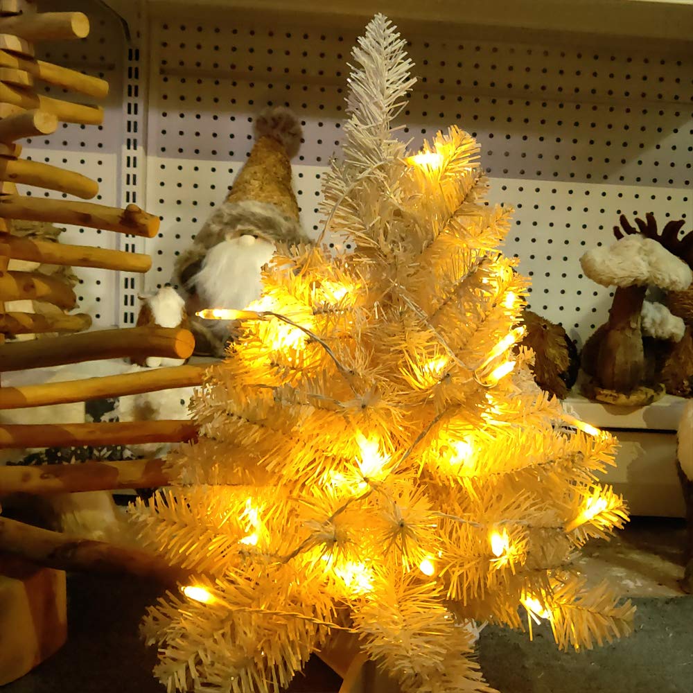 Outdoor String Lights With Timer - Battery Operated String Lights Christmas Lights 18Ft 50 Led String Lights White Wire For Indoor Outdoor Wedding Party Garden Home, Waterproof, Warm White, 2 Pack