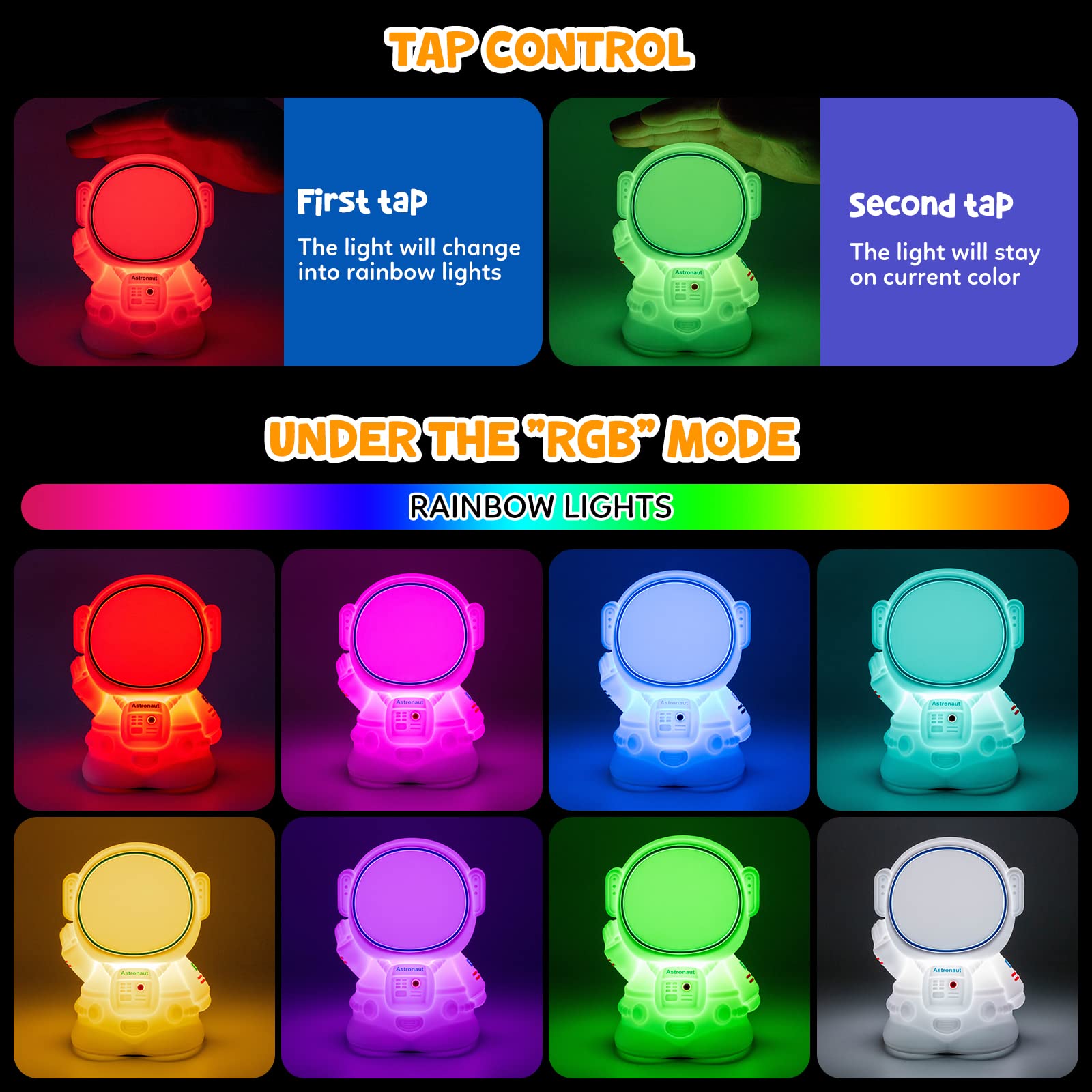 Mamtopia Astronaut Night Light For Kids Room Night Lamp Children Toddler Room Decor Silicone Baby Nursery Night Lights
