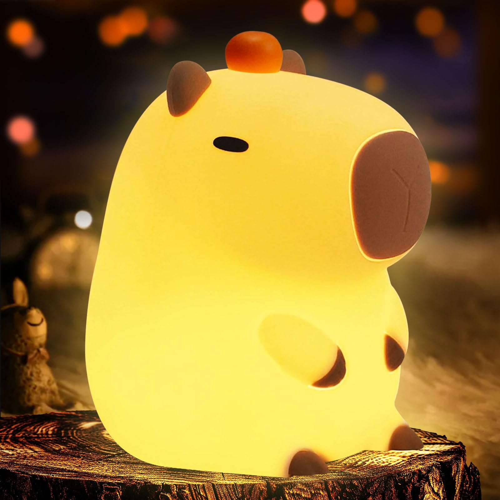Yr Yrhh-Pet Orange Capybara Cute Night Light  Led Squishy Novelty Capybara Lamp  Food Grade Silicone Dimmable Nightlight  Boys Girls Funny Capybara Light  Light Up Capybara Gifts  Room College D?Cor