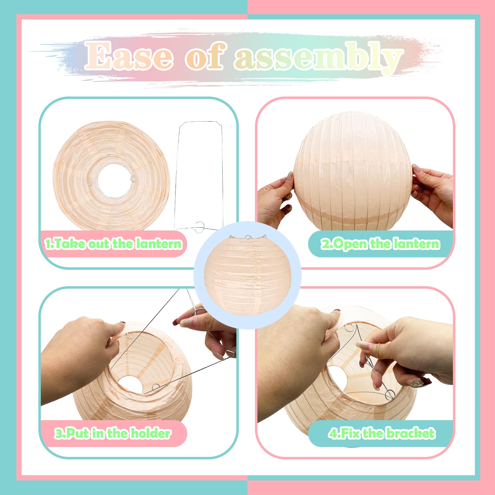 12Pcs 8'' Colorful Pastel Paper Lanterns For Spring, Classroom, Children'S Room, Mother'S Day, Baby Shower, Wedding, Birthday Pa