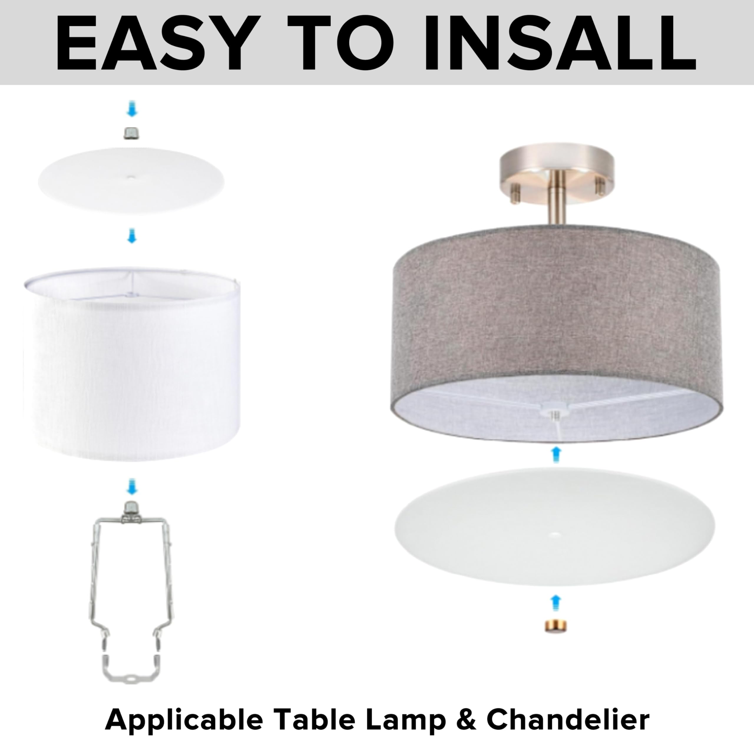 Go&So 8.5/216 Mm Lamp Shade Diffuser Frosted White Acrylic Drum Lampshade Diffuser - Fits 9.5-12 Openings Round Lamp Shades For Pendant Light And Table Lamps Soft Lighting