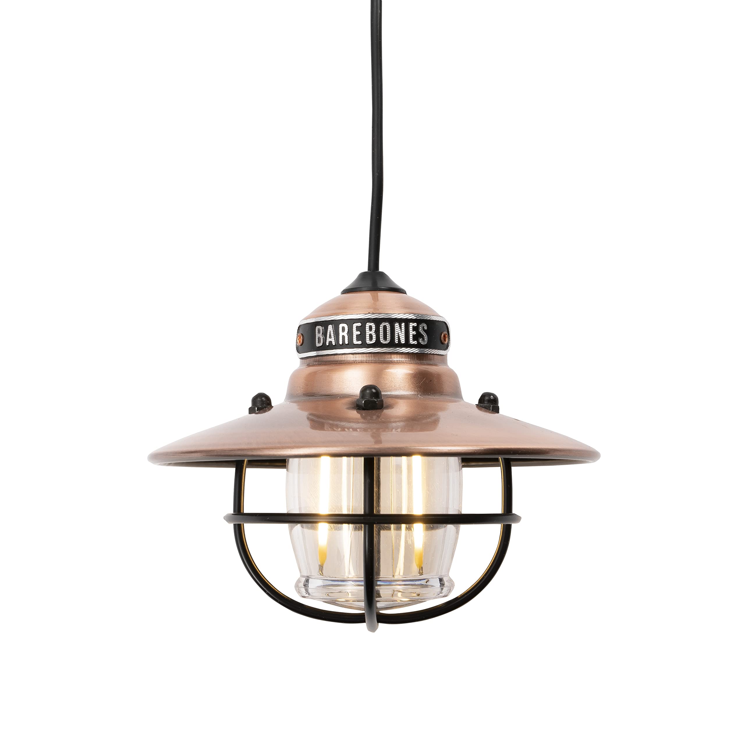 Barebones Edison Pendant String Lights - Copper - 3 LED Bulbs - 10-Foot Cord - Energy-Efficient for Outdoor/Indoor Use