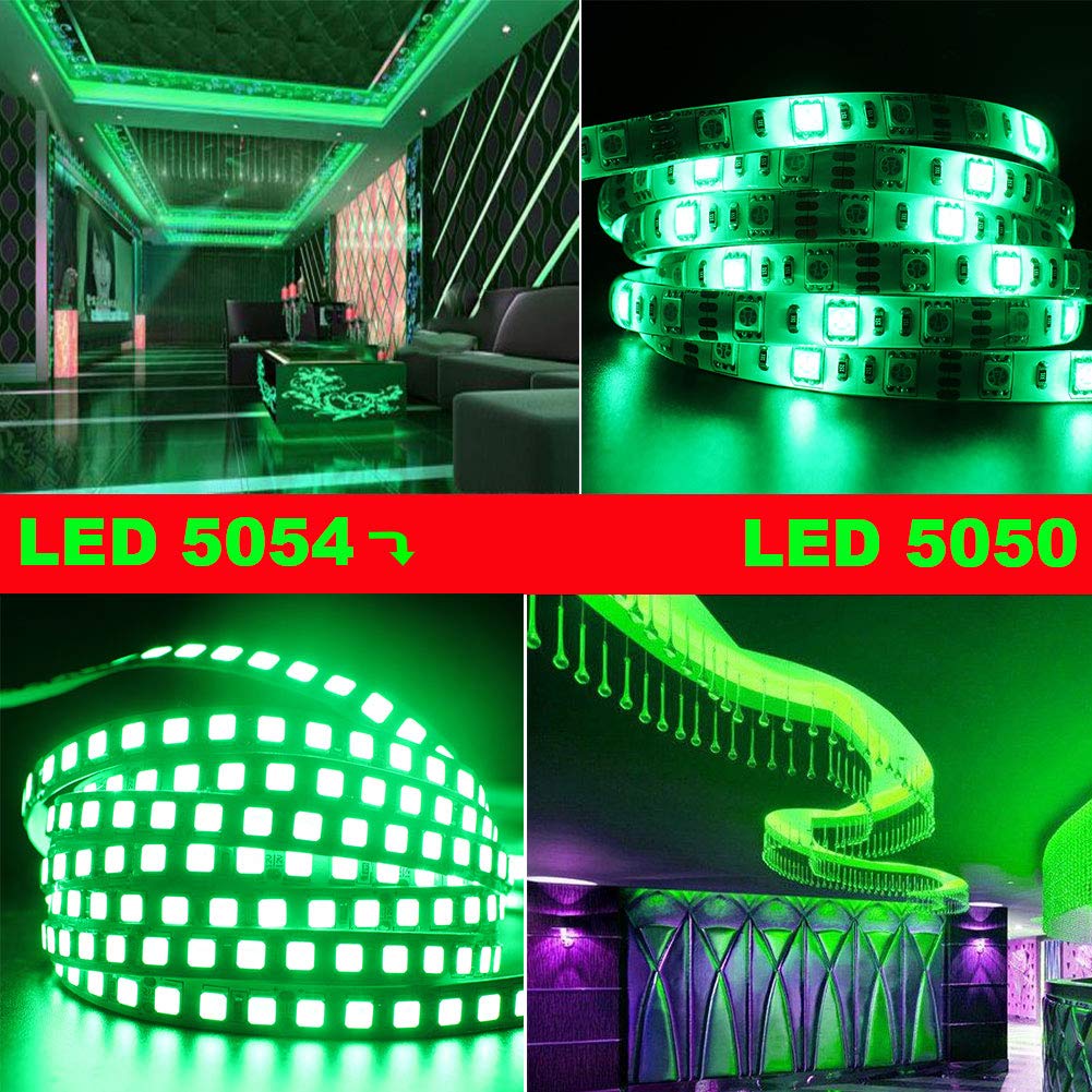 SUYOOULIN LED Light Strip 16.4ft 600 SMD 5054 LEDs Waterproof IP65 Green