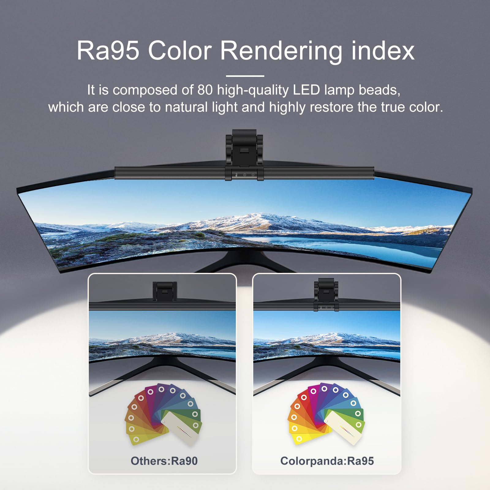 Colorpanda Monitor Light Bar - Dimmable, Motion Sensor, Touch Control, Aluminum, Black, Model: Colorpanda-IMLB-06